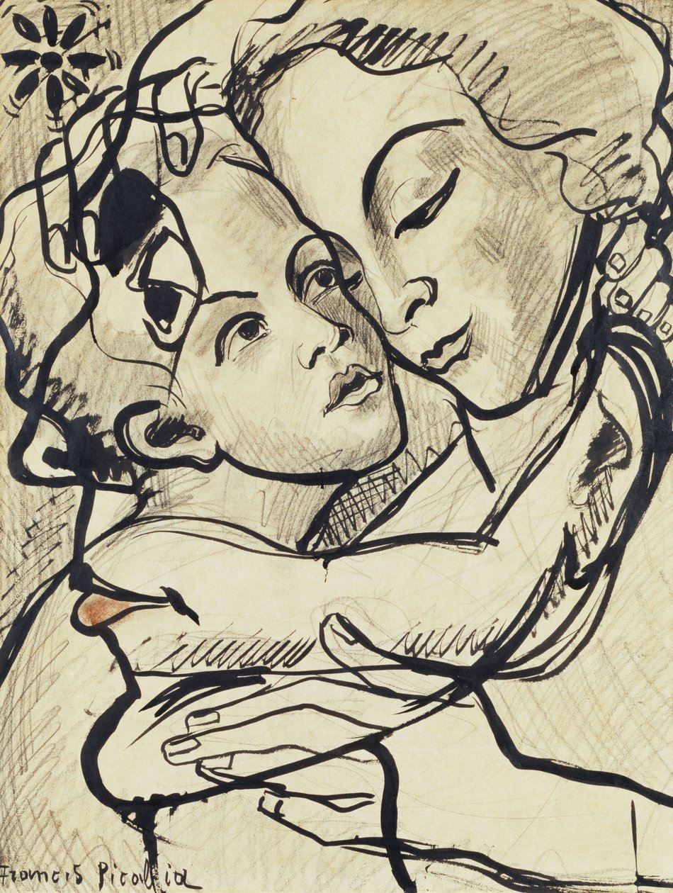 Przezroczystość (Macierzyństwo), ok. 1931-32 (węgiel, pędzel i tusz indyjski na papierze) autorstwa Francis Picabia