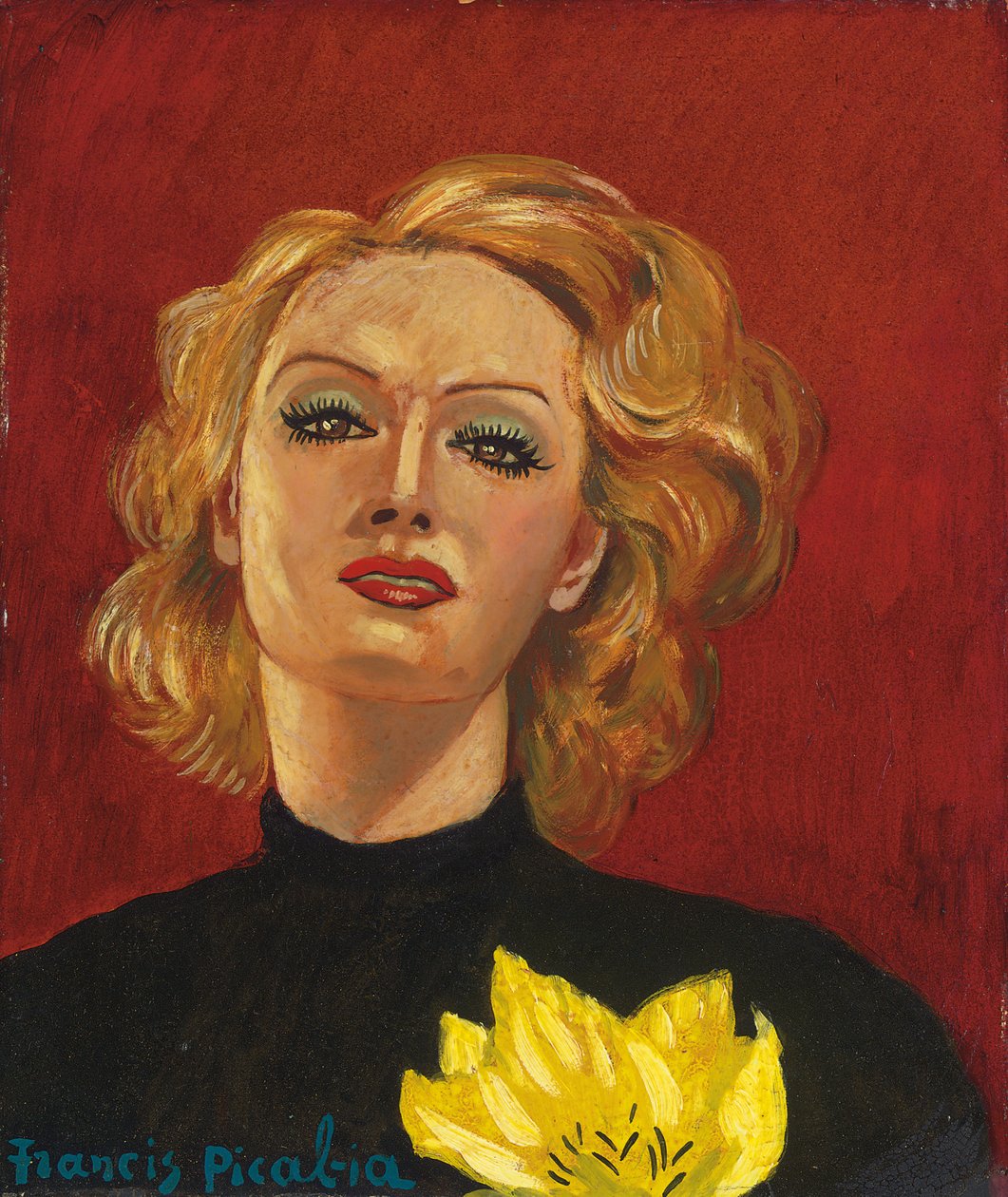 Kobieta z żółtym kwiatem, ok. 1941-2 (olej na płycie) autorstwa Francis Picabia