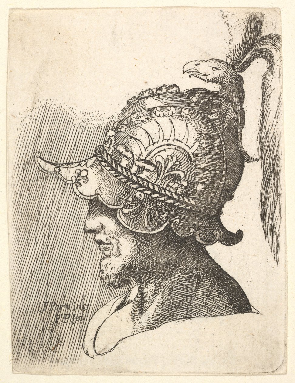 Głowa w hełmie, 1662-78. autorstwa Francis Place
