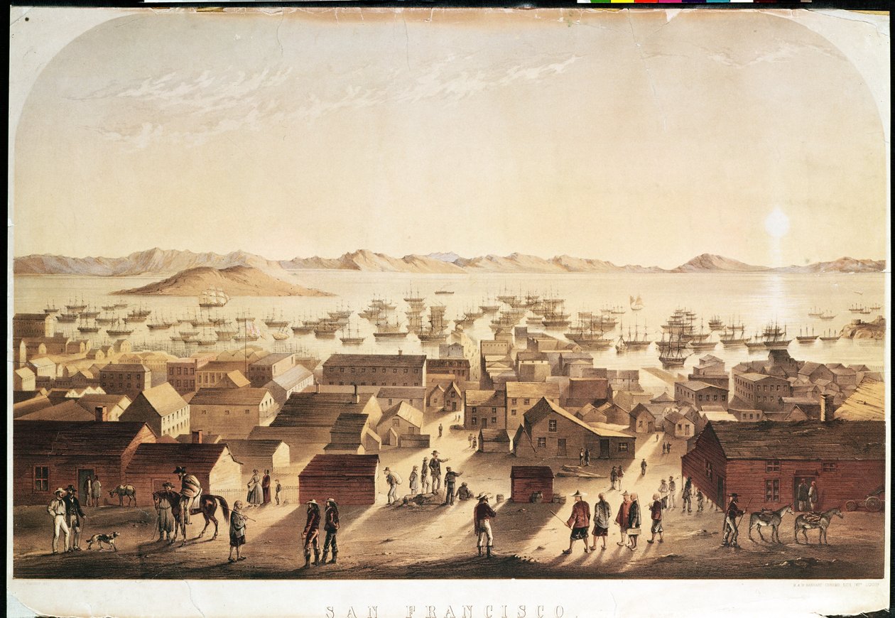 Ogólny widok San Francisco, wydany przez M und N Hanhart, ok. 1850-52. autorstwa Francis Samuel Marryat