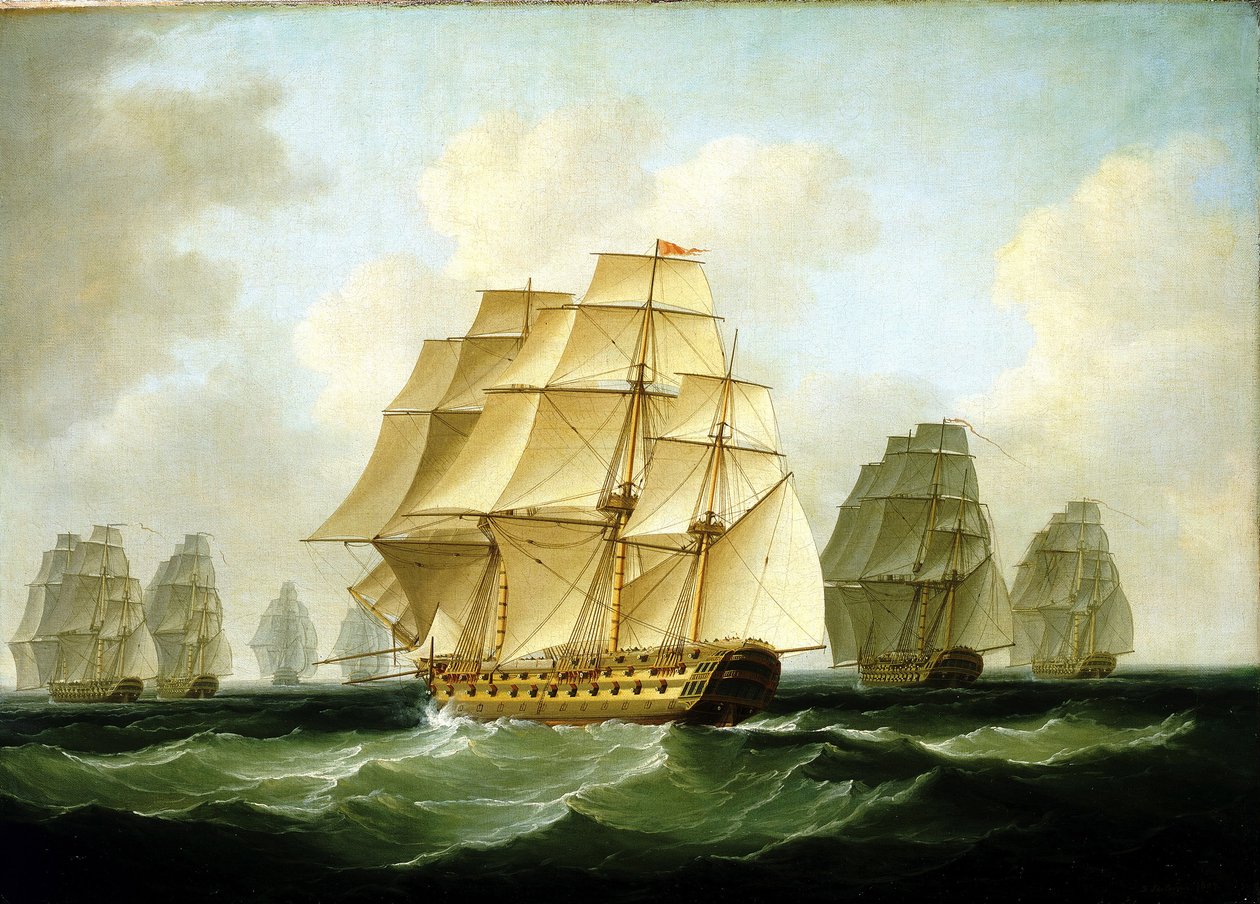 Epizody wojen napoleońskich (1803-1815): Pościg prowadzony przez Richarda Strachana u wybrzeży przylądka Ortegal (Hiszpania), 4 listopada autorstwa Francis Sartorius