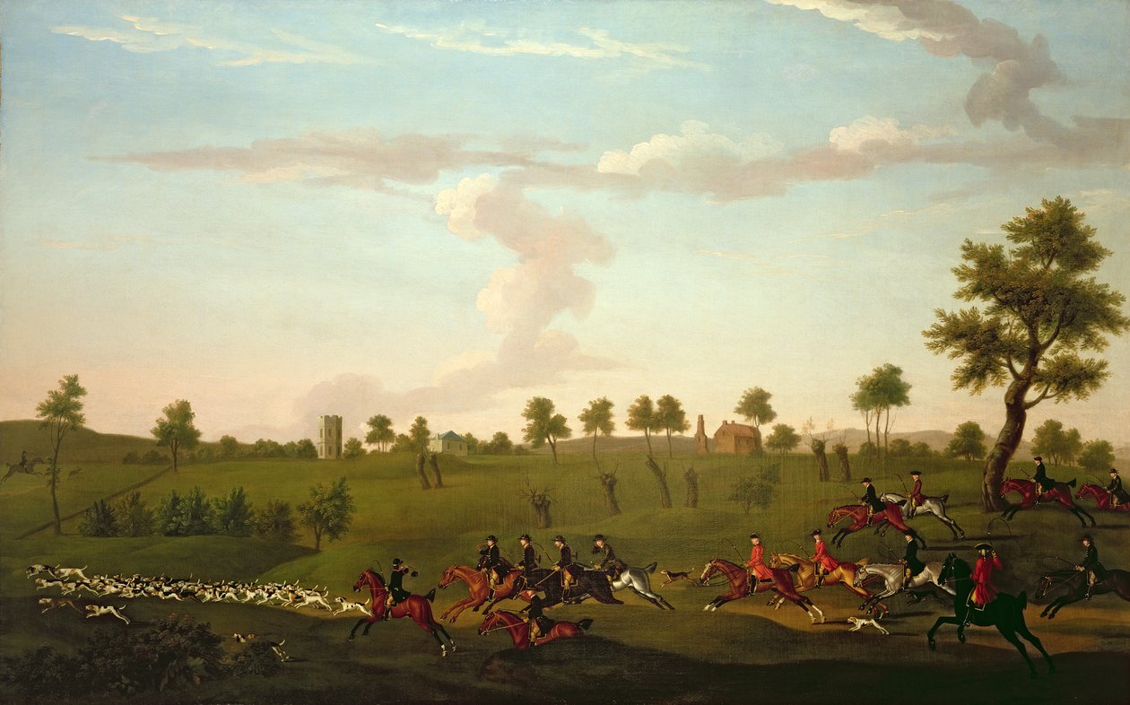 Scena polowania: Pełny płacz, ok. 1755-60 (olej na płótnie) autorstwa Francis Sartorius