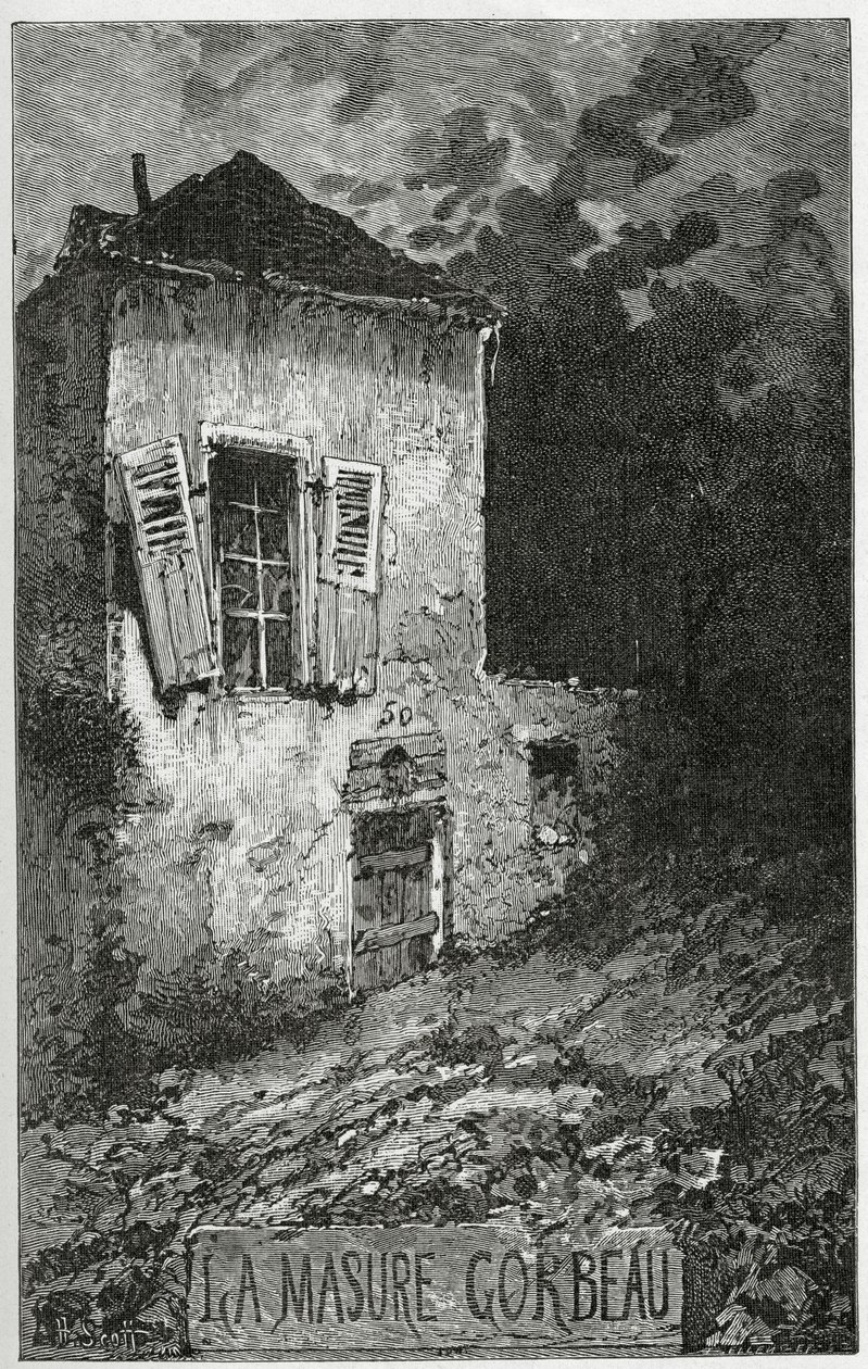 La Masure Gorbeau, XIX w. (grawerunek bw) autorstwa Francis & Scott, Henry Fowke