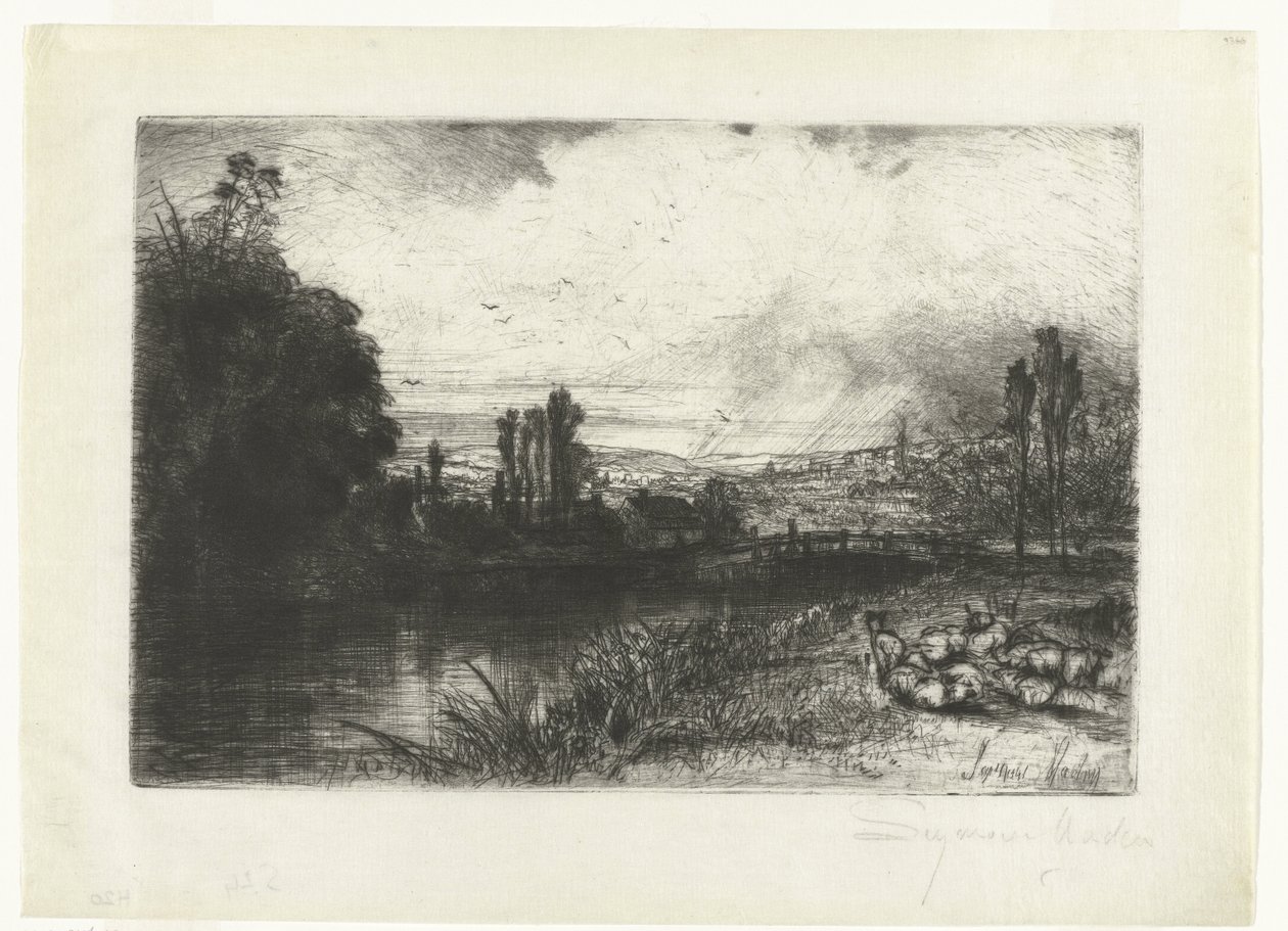 Test rzeki Na teście autorstwa Francis Seymour Haden (Sir) (signed by artist)