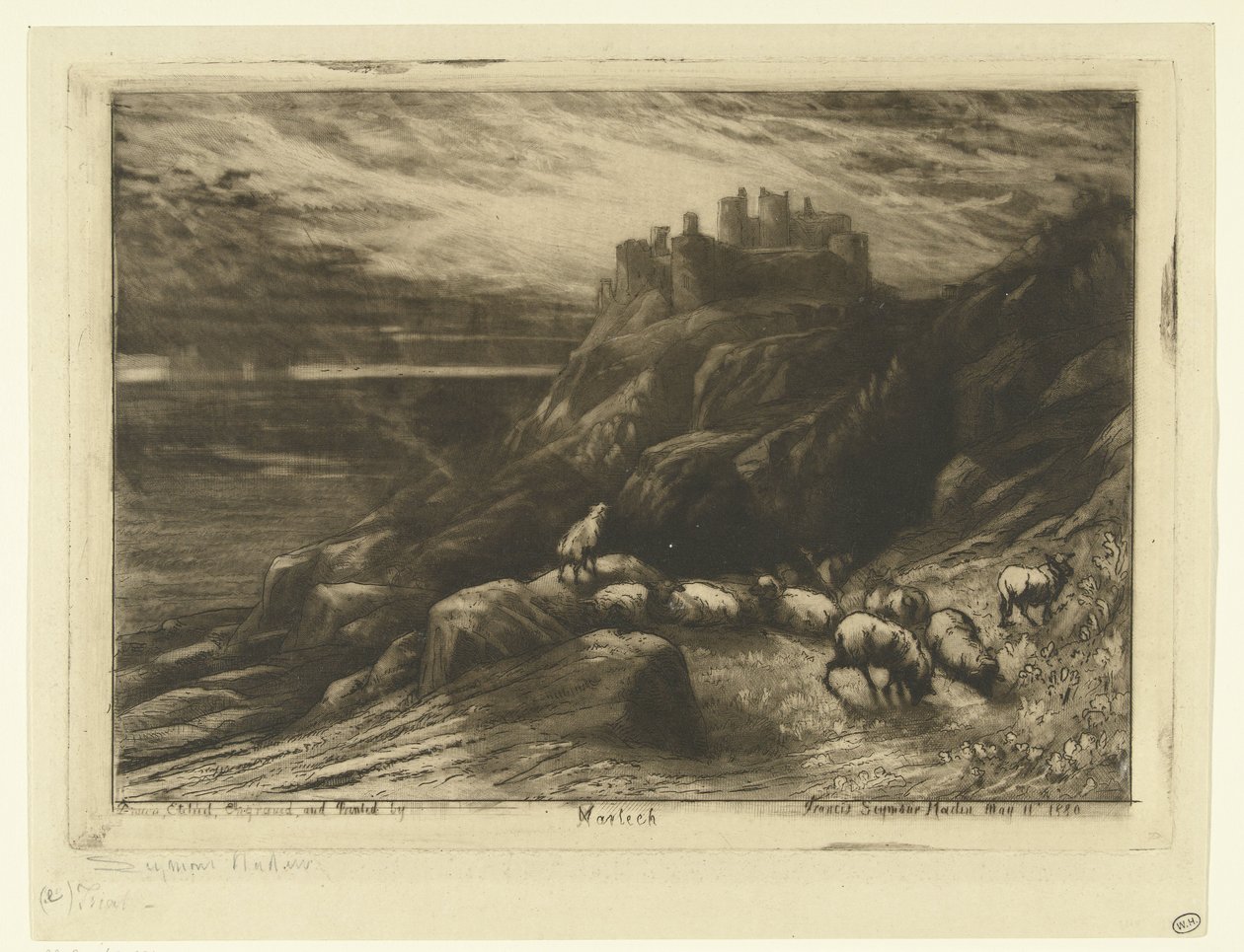 Zamek Harlech w Walii Harlech (tytuł na obiekcie) autorstwa Francis Seymour Haden (Sir) (signed by artist)