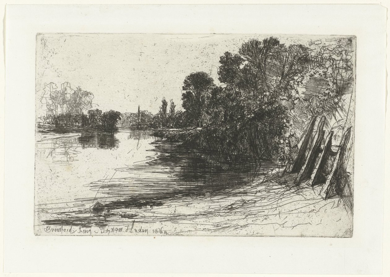 Bank Tamizy w Brentford Prom Brentford (tytuł na obiekcie) autorstwa Francis Seymour Haden (Sir) (signed by artist)