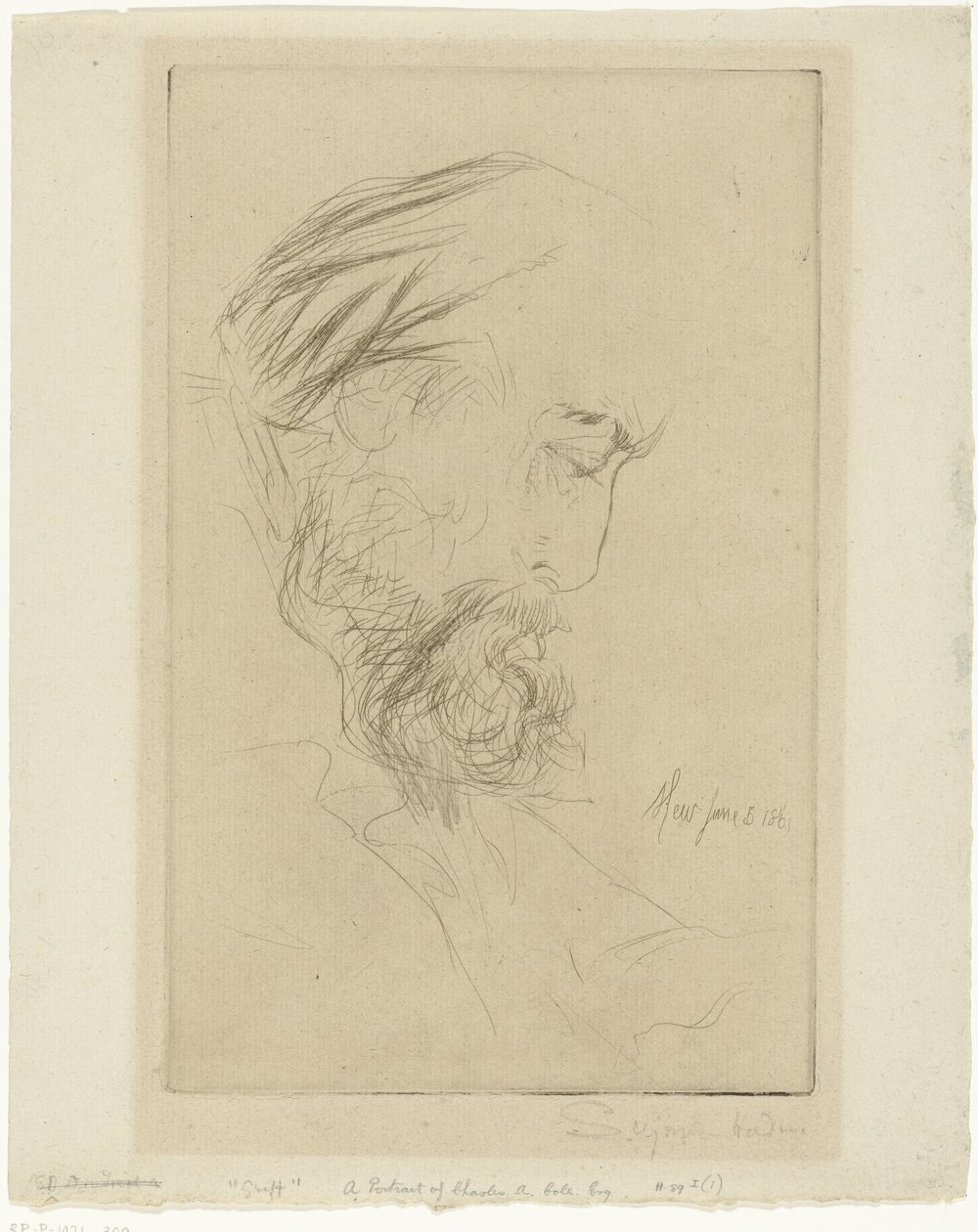 Portret van Charlesa Colea Griff autorstwa Francis Seymour Haden (Sir) (signed by artist)