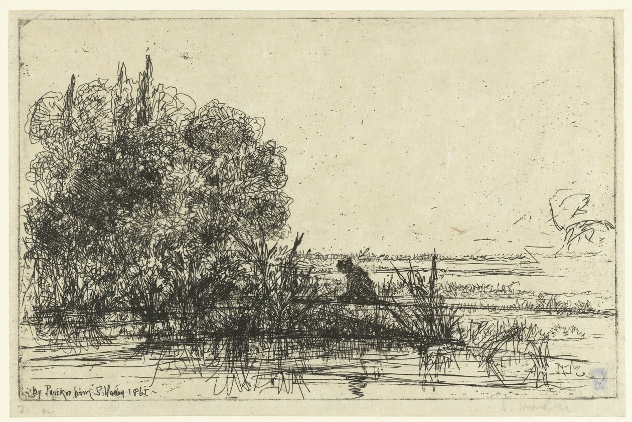 Twickenham aan de Themes Kościół Twickenham Twickenham (tytuł na obiekcie) autorstwa Francis Seymour Haden (Sir) (signed by artist)