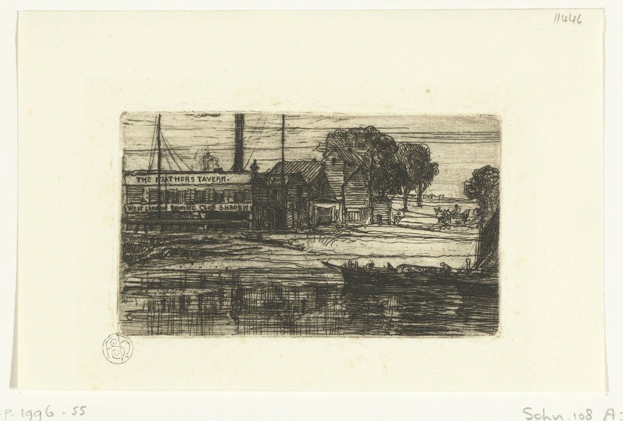 Klub wioślarski w Zachodnim Londynie Tawerna Pióra autorstwa Francis Seymour Haden (Sir) (signed by artist)