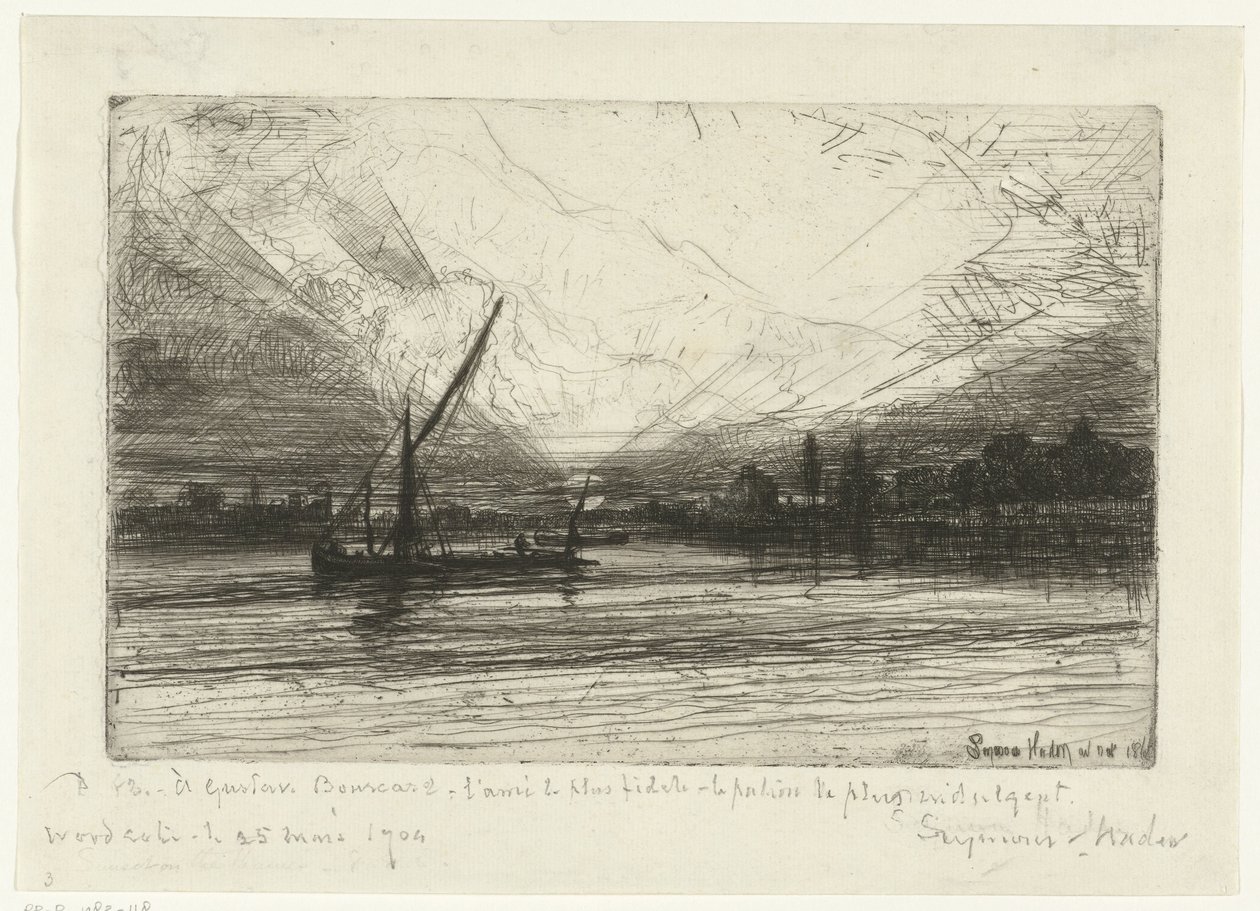 Zachód słońca nad Tamizą Zachód słońca nad Tamizą autorstwa Francis Seymour Haden (Sir) (signed by artist)