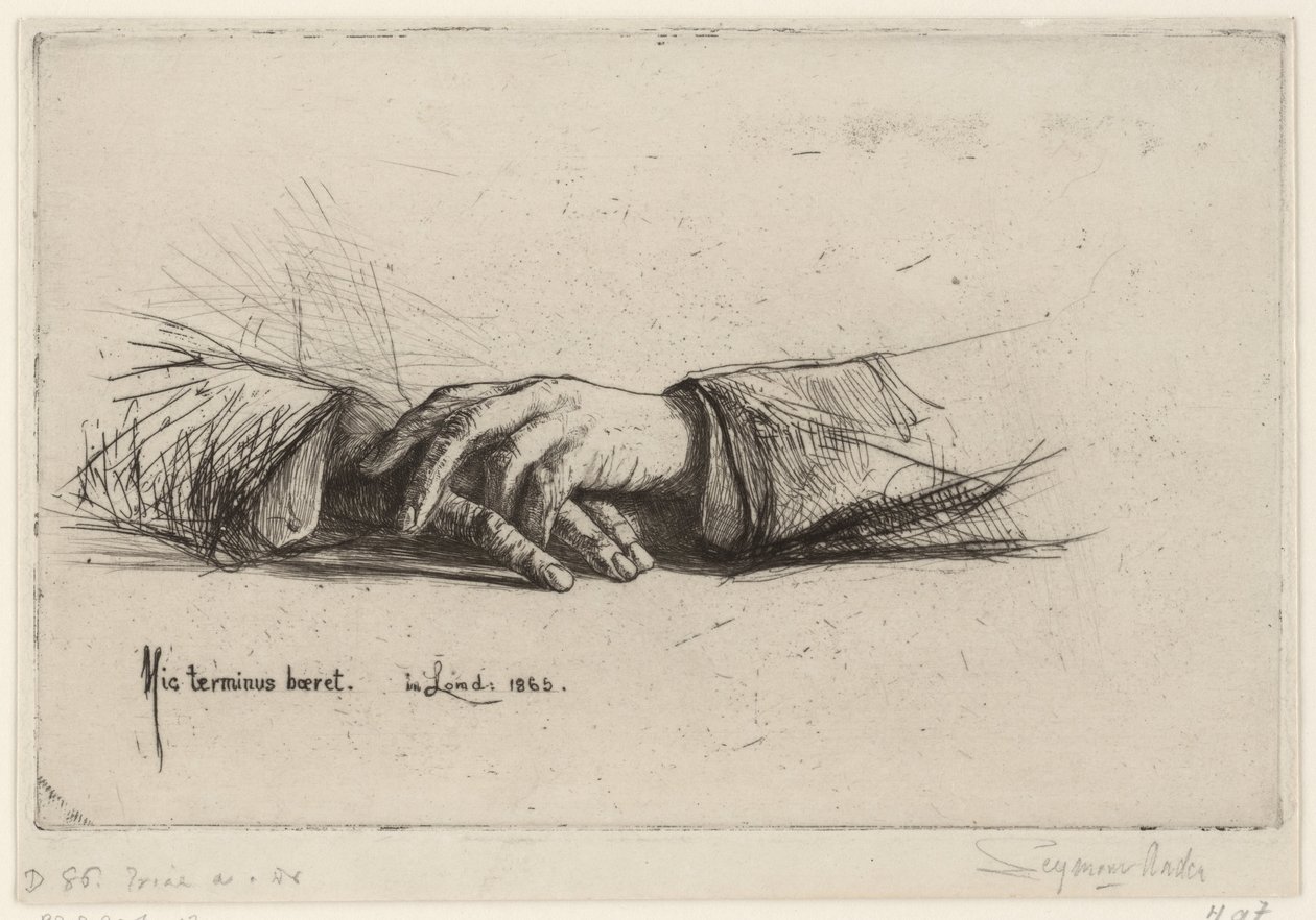Rustende handen ręce złożone studia akwafortowe (tytuł serii) autorstwa Francis Seymour Haden (Sir)