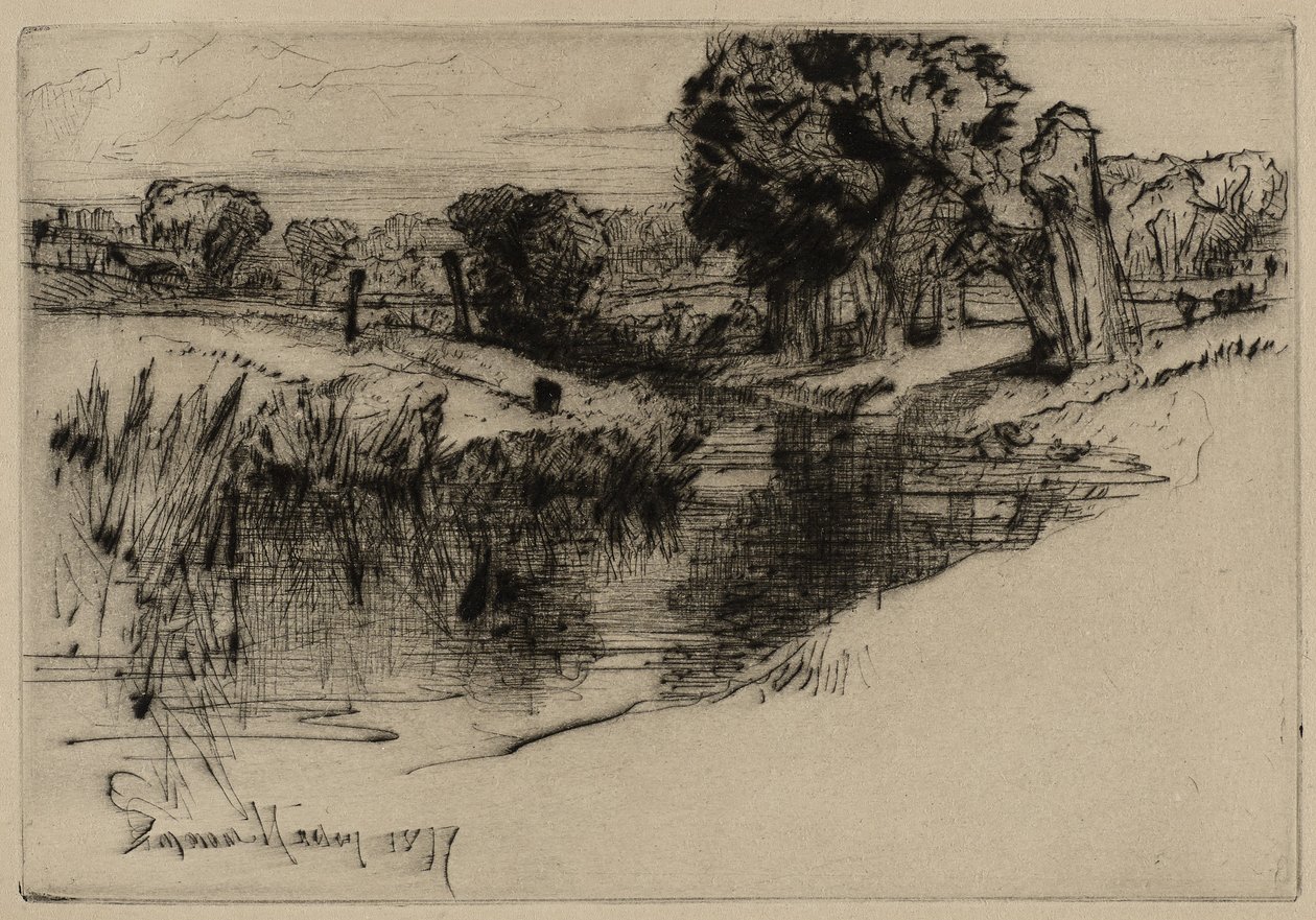A Backwater, 1877 (sucha igła) autorstwa Francis Seymour Haden