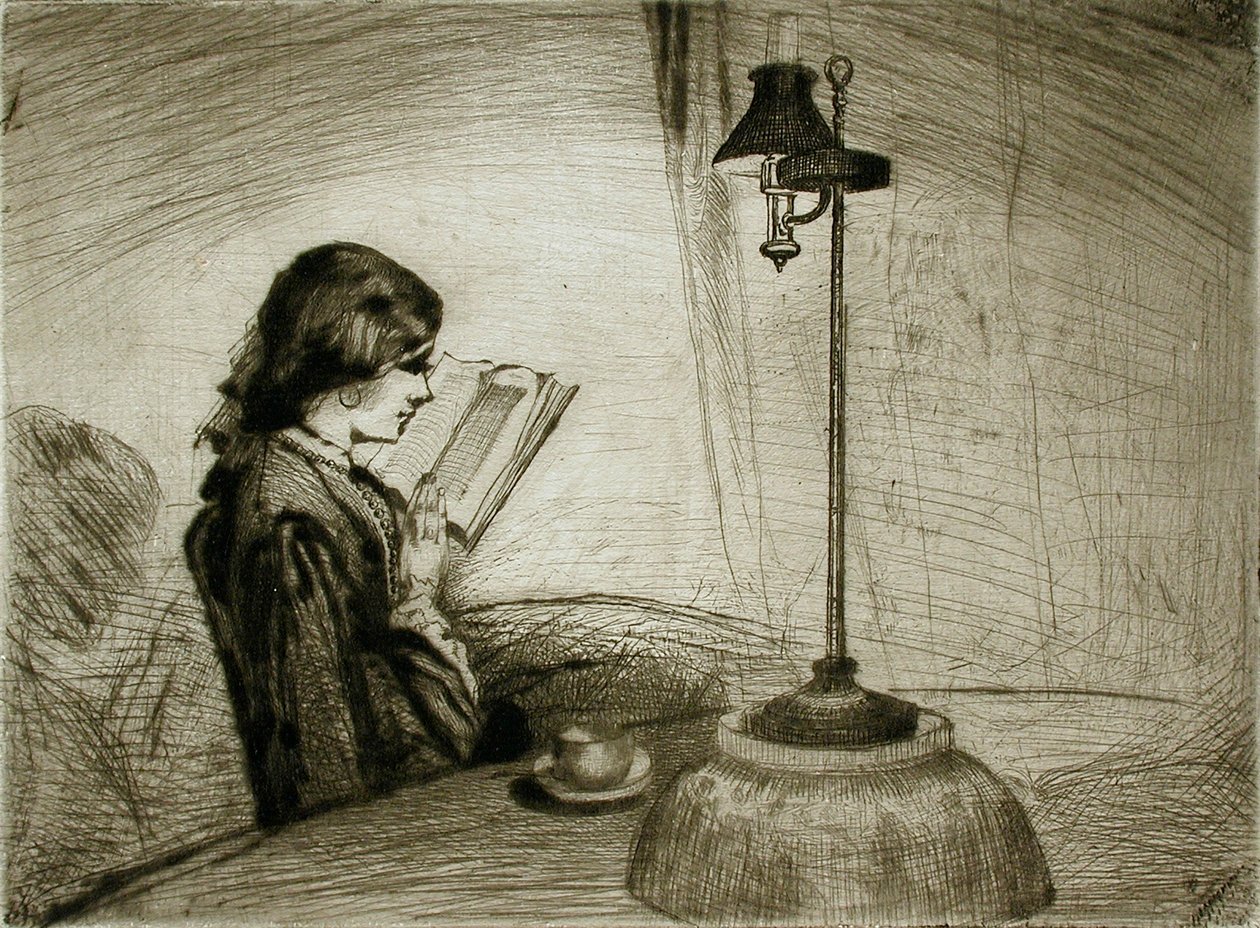 Dama czytająca autorstwa Francis Seymour Haden