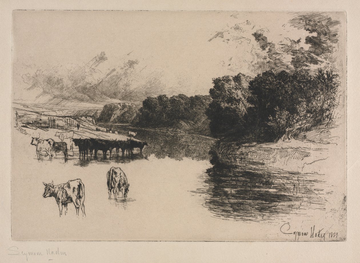 Rzeka Lancashire, 1881. autorstwa Francis Seymour Haden