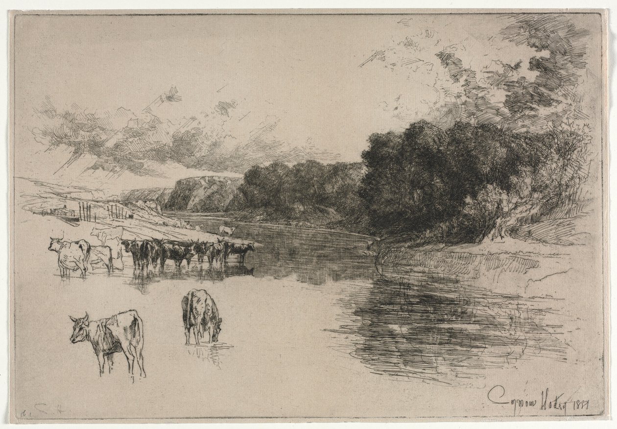 Rzeka Lancashire, 1881. autorstwa Francis Seymour Haden