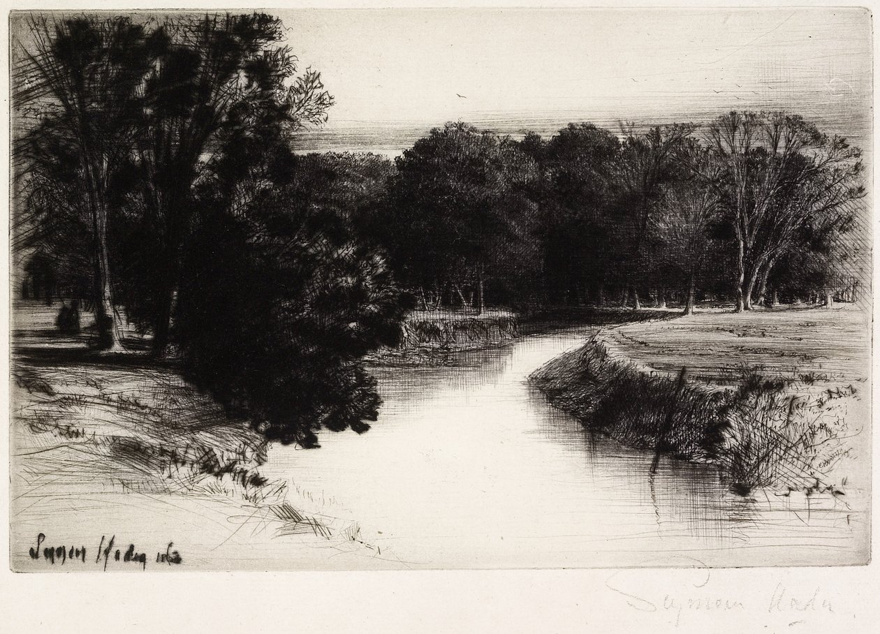Zachód słońca w Irlandii, 1863 r. autorstwa Francis Seymour Haden