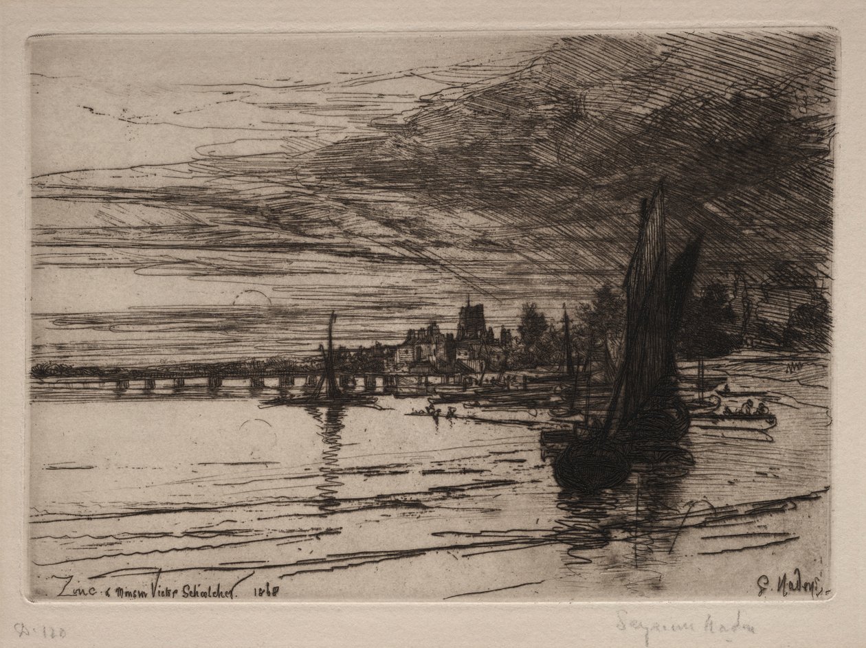Most Battersea, 1868. autorstwa Francis Seymour Haden