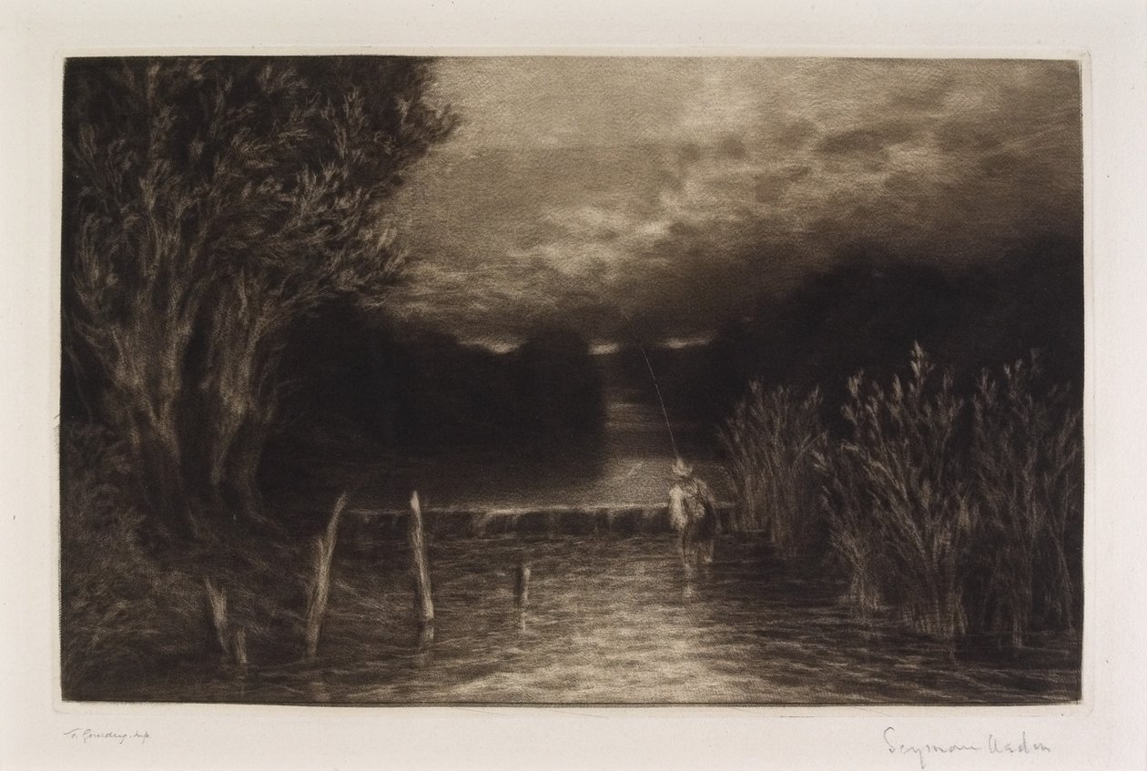 Łowienie lipienia, 1897 autorstwa Francis Seymour Haden