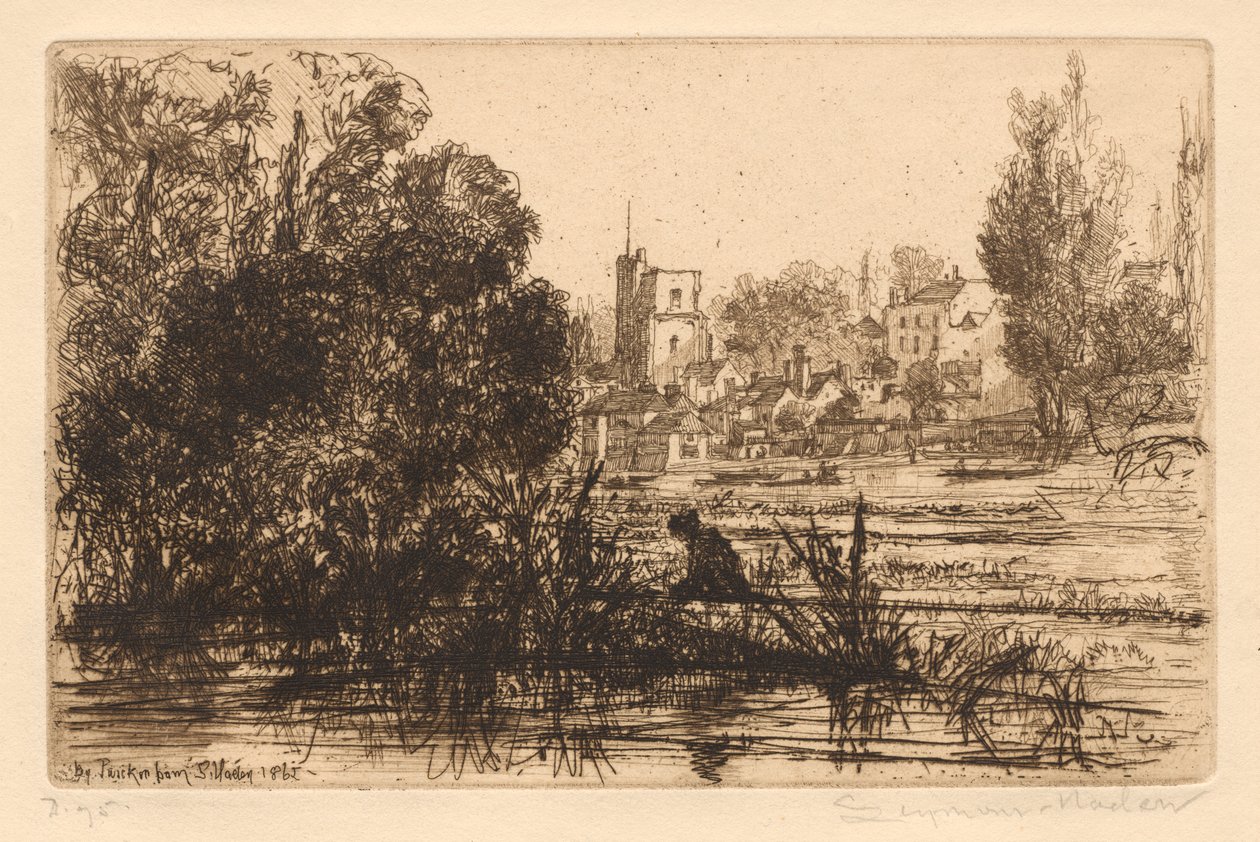 Hamertons Portfolio III: Kościół Twickenham, 1865-72 opublikowana w 1872 r. autorstwa Francis Seymour Haden