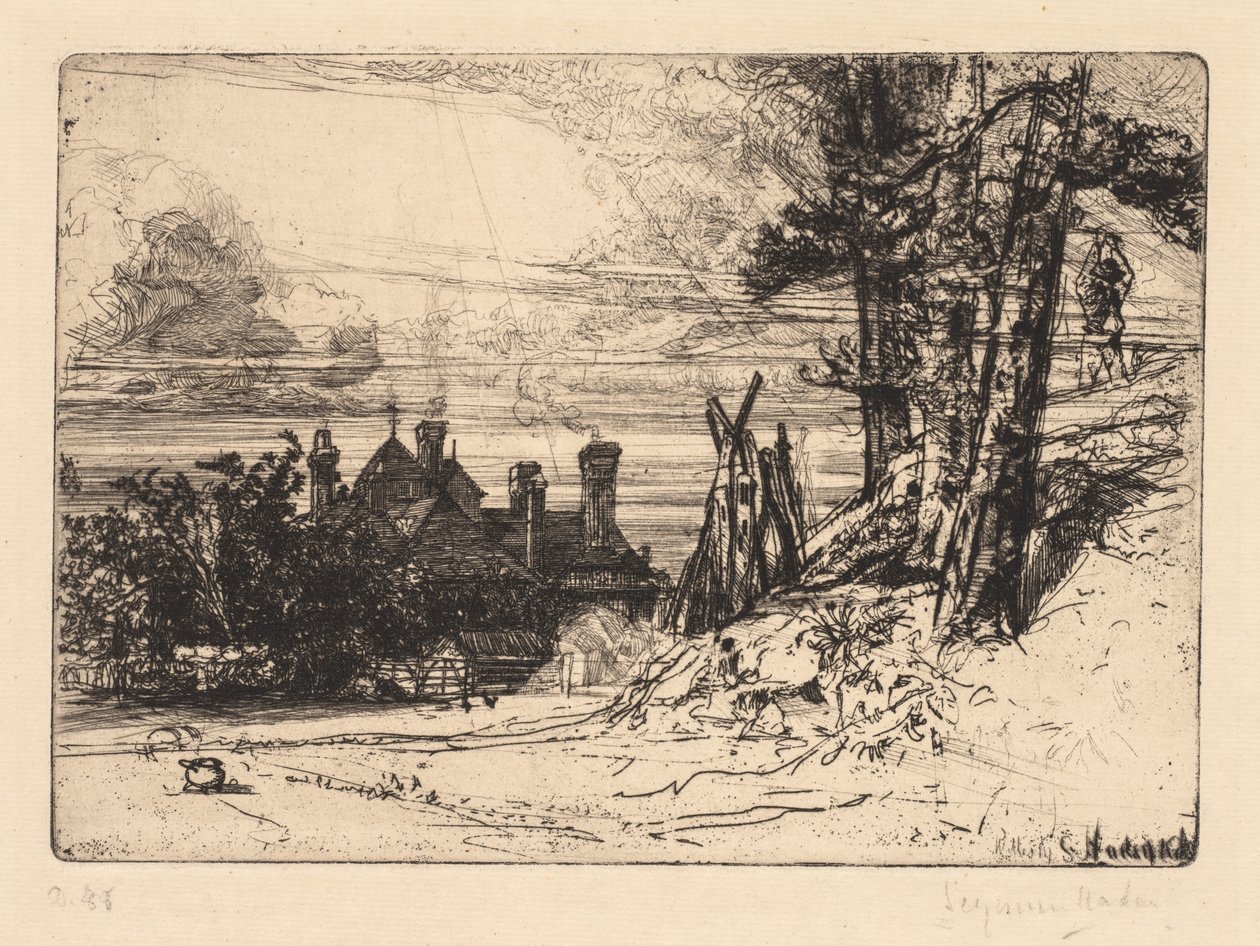Horsleys House w Willesley, 1865. autorstwa Francis Seymour Haden