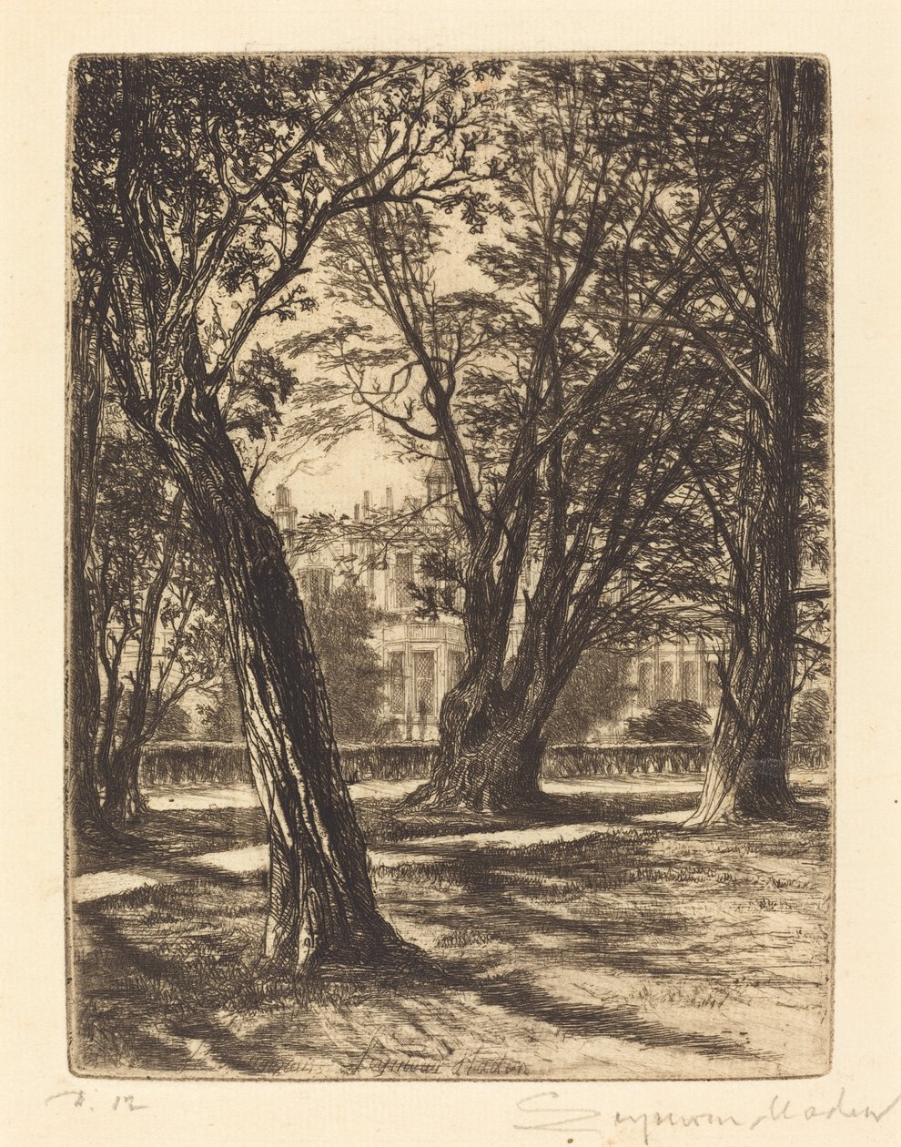 Ogrody Kensington (Mały Talerz) autorstwa Francis Seymour Haden