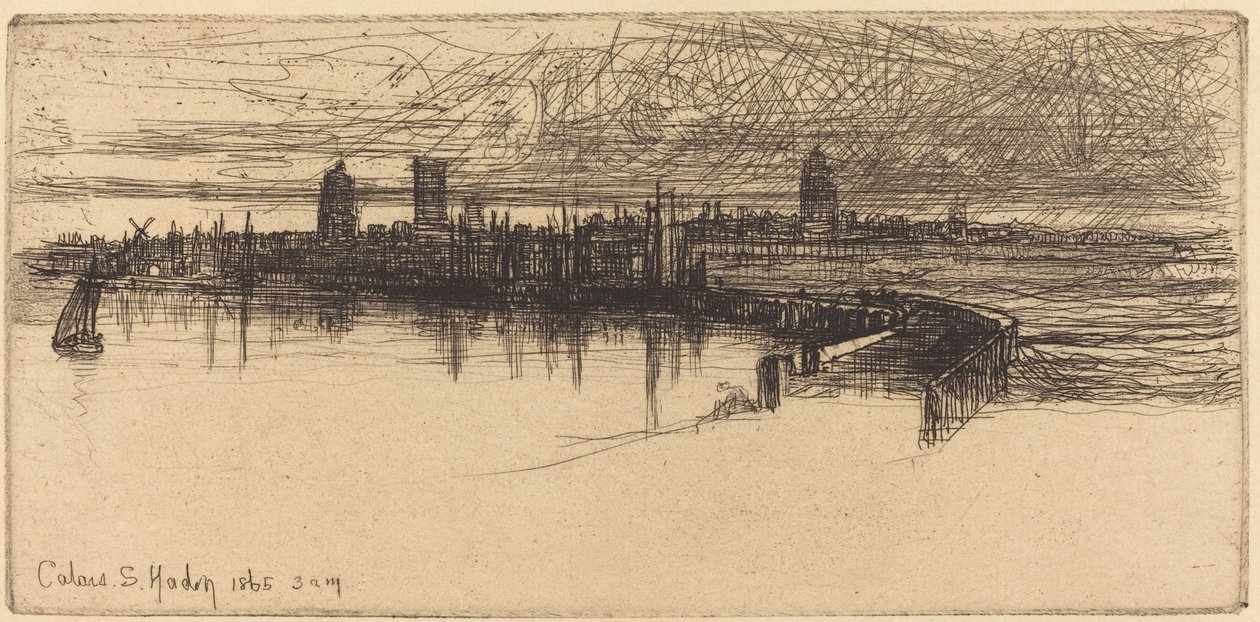 Małe molo w Calais autorstwa Francis Seymour Haden