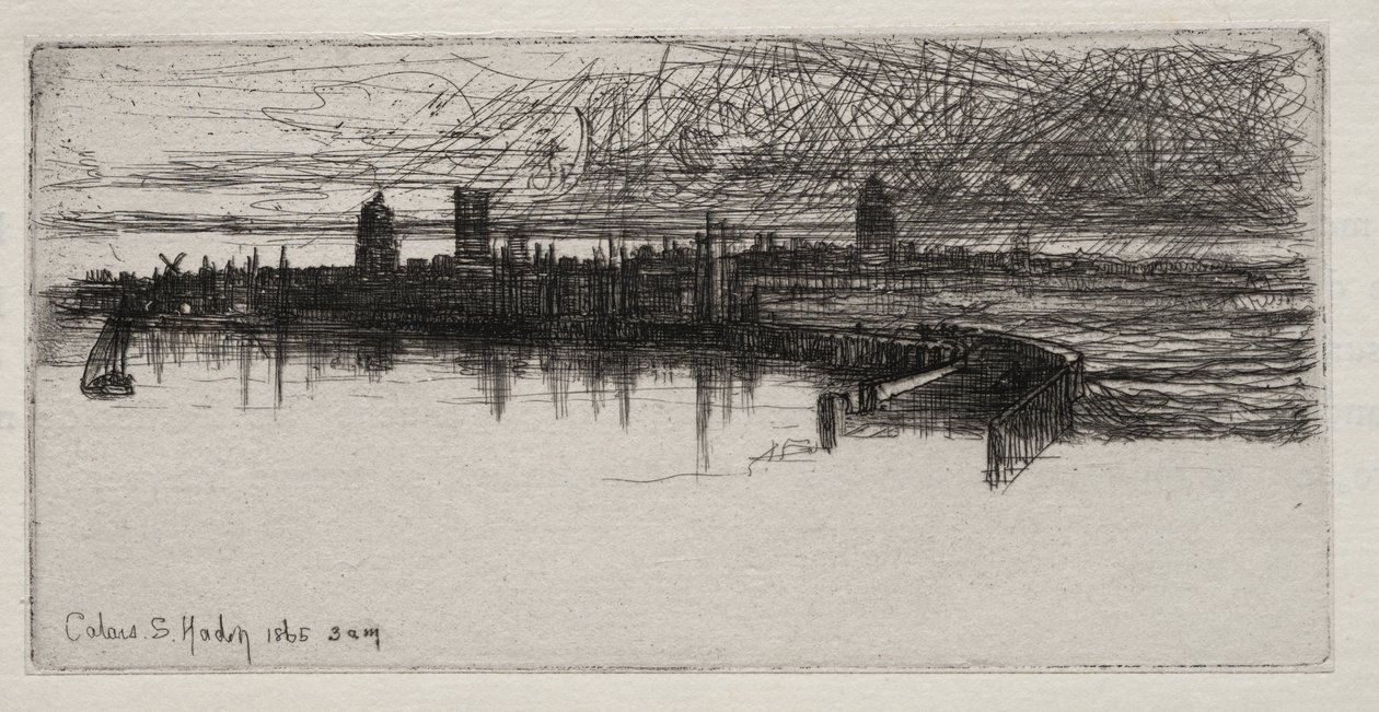 Małe molo w Calais, 1865, godz. autorstwa Francis Seymour Haden