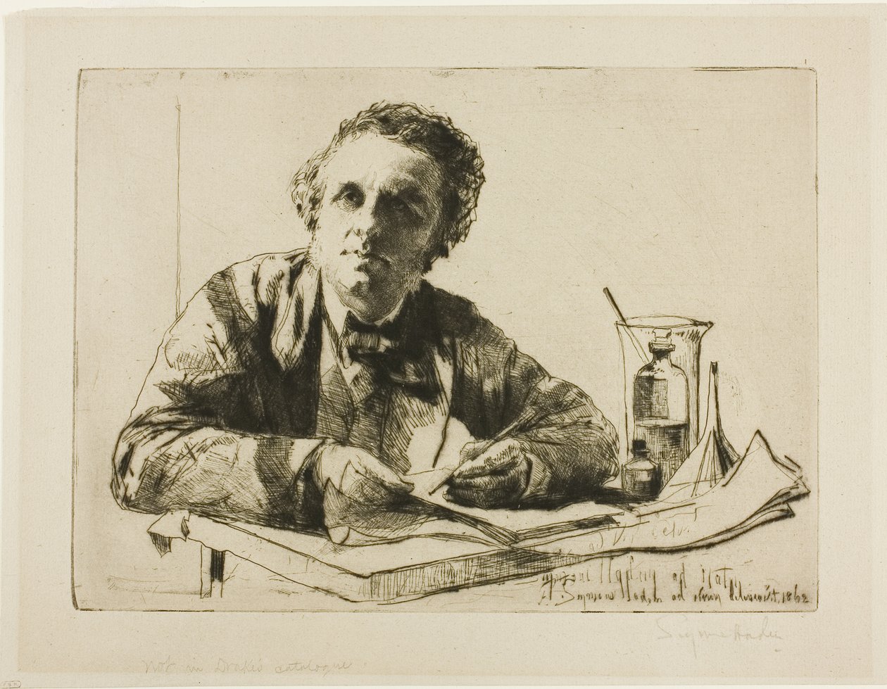 Portret Francisa Seymoura Hadena, nr 2 (podczas akwaforty) autorstwa Francis Seymour Haden