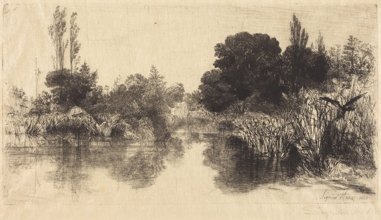 Staw Shere Mill (większa ilustracja) autorstwa Francis Seymour Haden