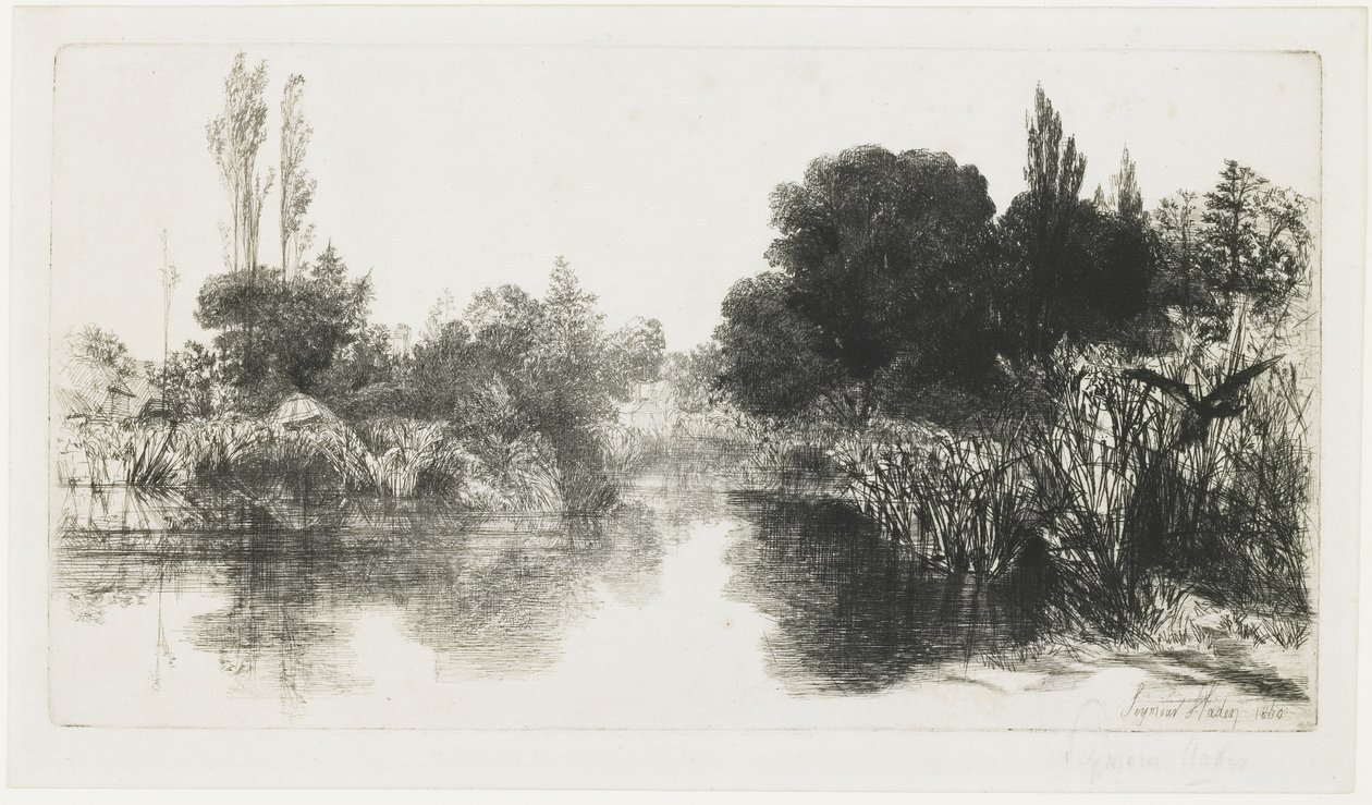 Shere Mill Pond (Większy Talerz), 1860 autorstwa Francis Seymour Haden