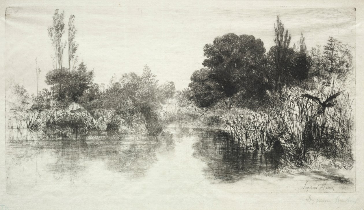 Shere Mill Pond Większa płyta, 1860. autorstwa Francis Seymour Haden