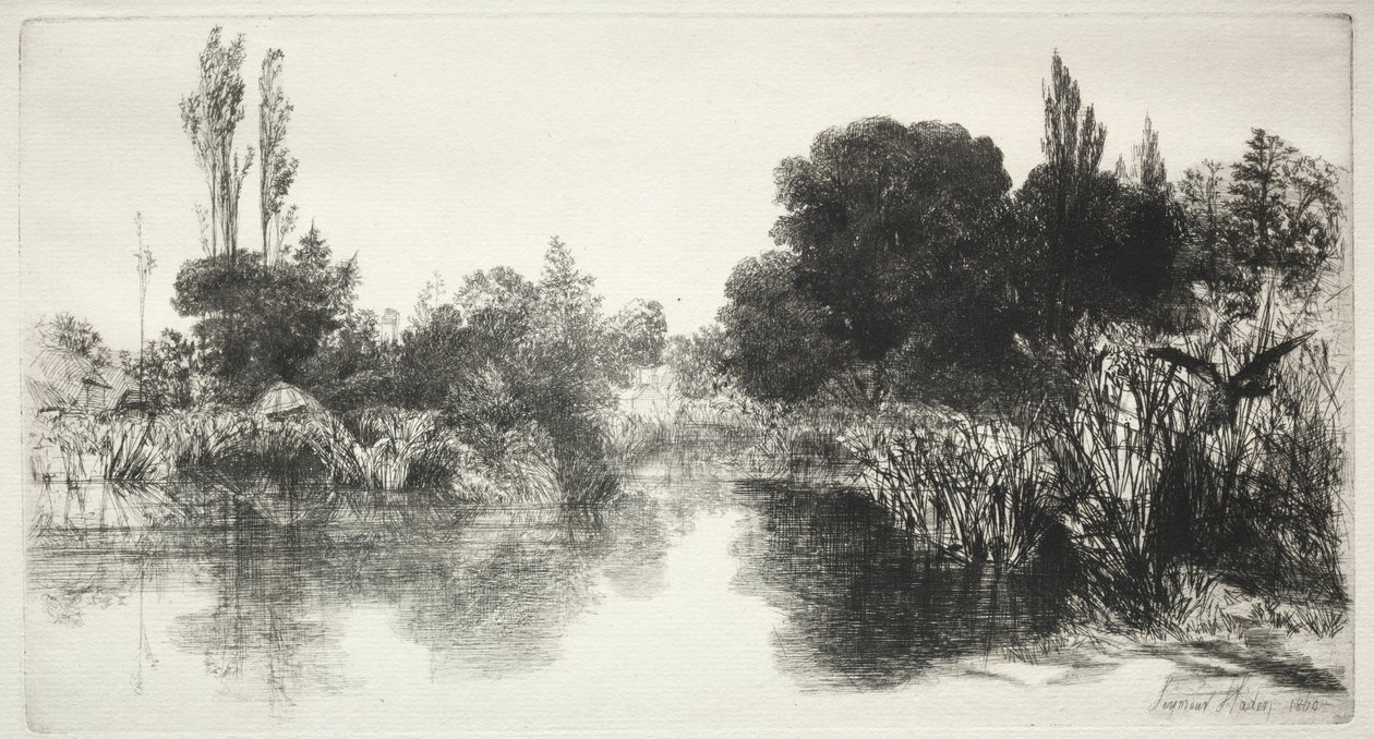 Shere Mill Pond Większa płyta, 1860. autorstwa Francis Seymour Haden