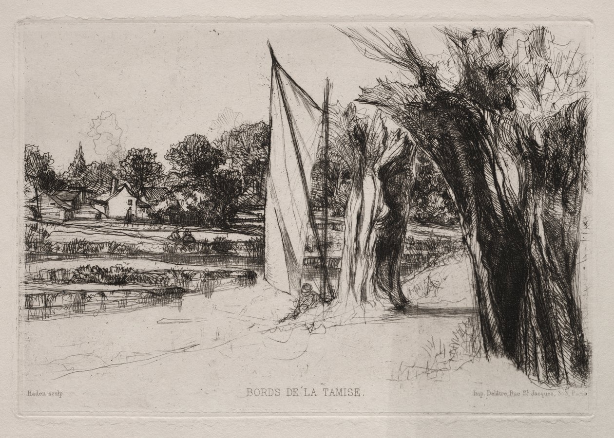 Thames Ditton - Z żaglem autorstwa Francis Seymour Haden