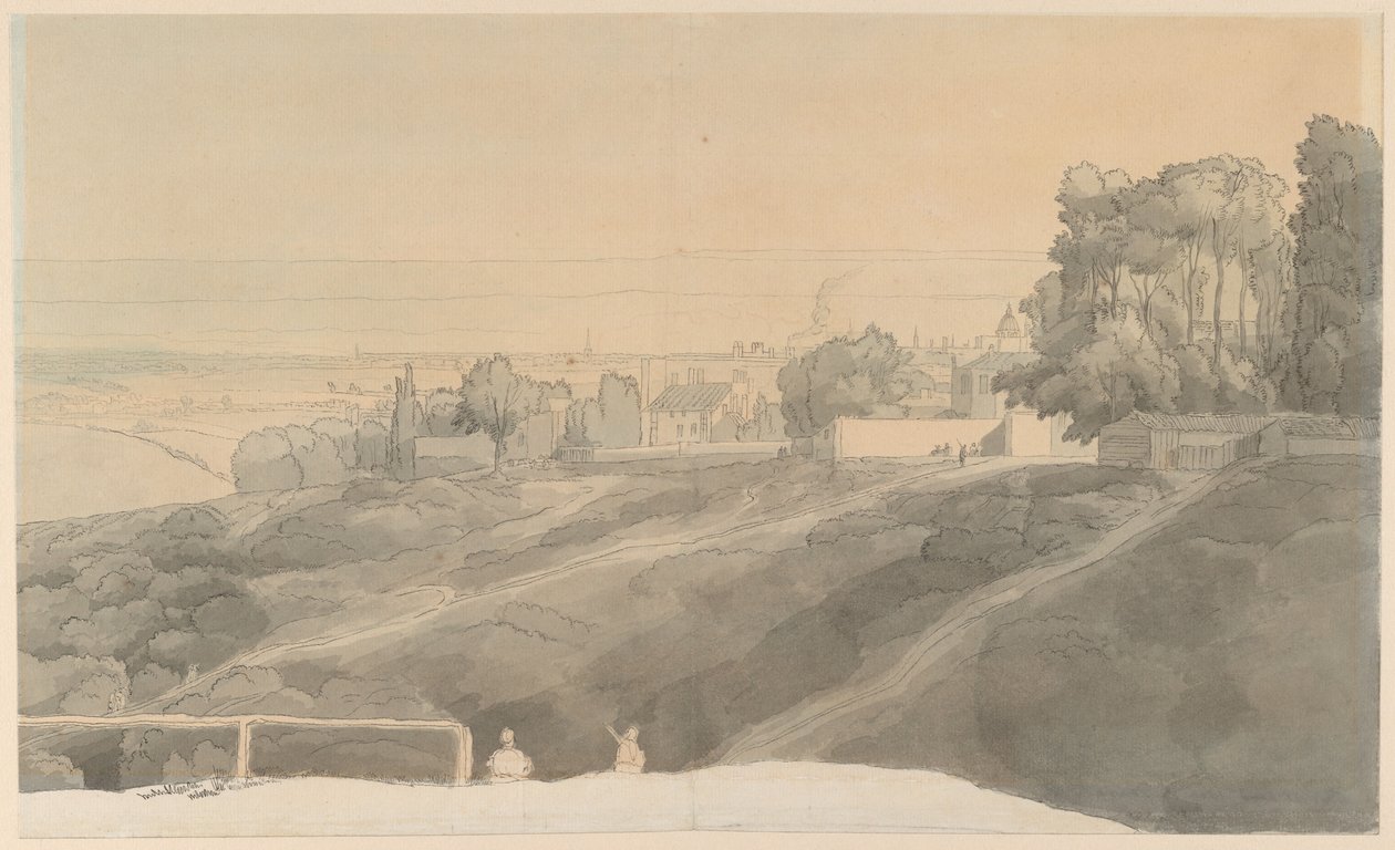Hampstead Heath, wieczorne światło autorstwa Francis Towne