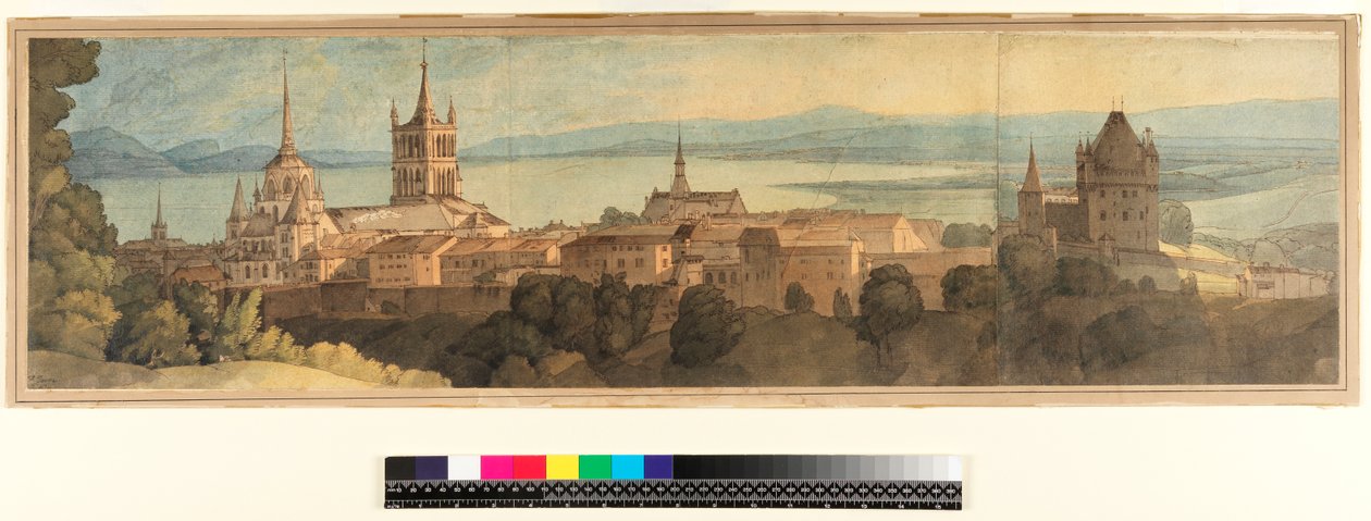 No.1483 Widok Lozanny, 1781 (toaleta, ołówek i atrament na papierze) autorstwa Francis Towne