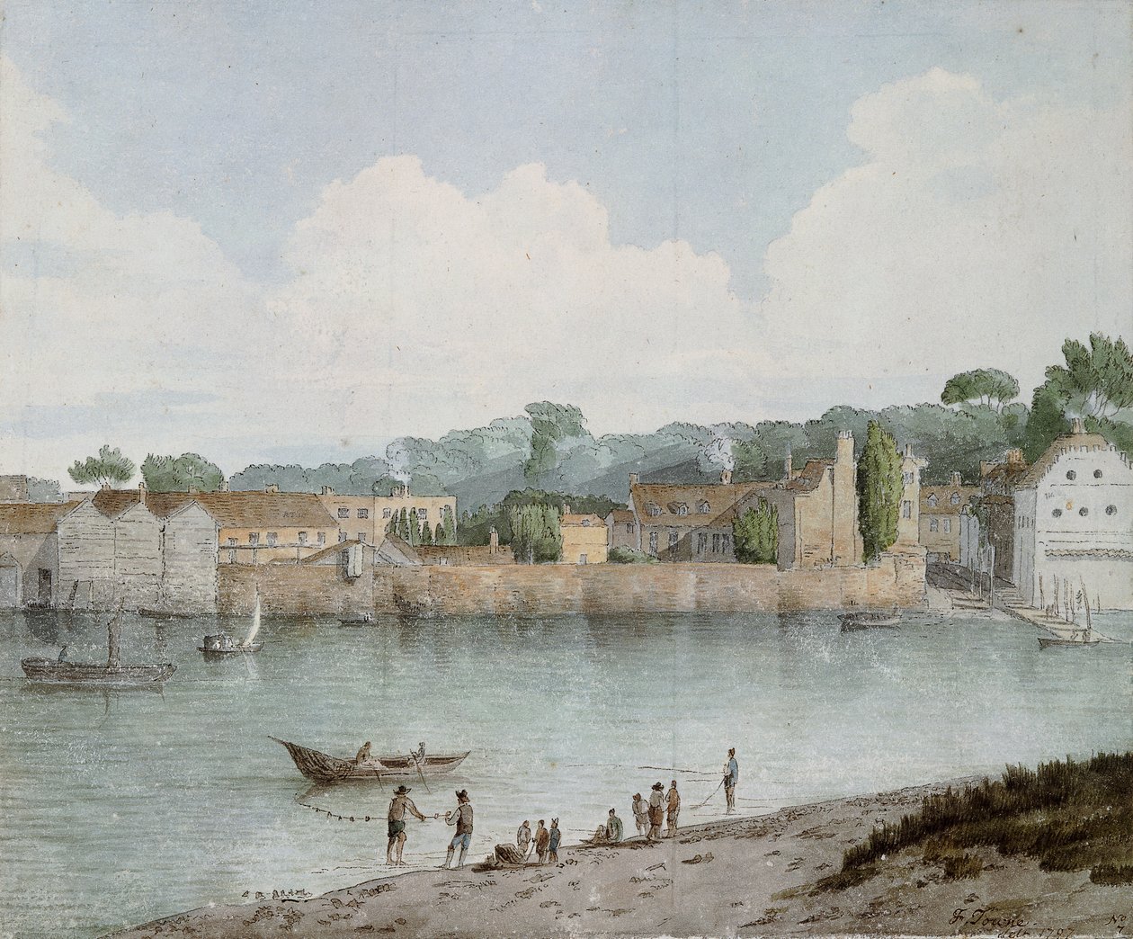 Schody Vauxhall, z Millbank, 1797 autorstwa Francis Towne