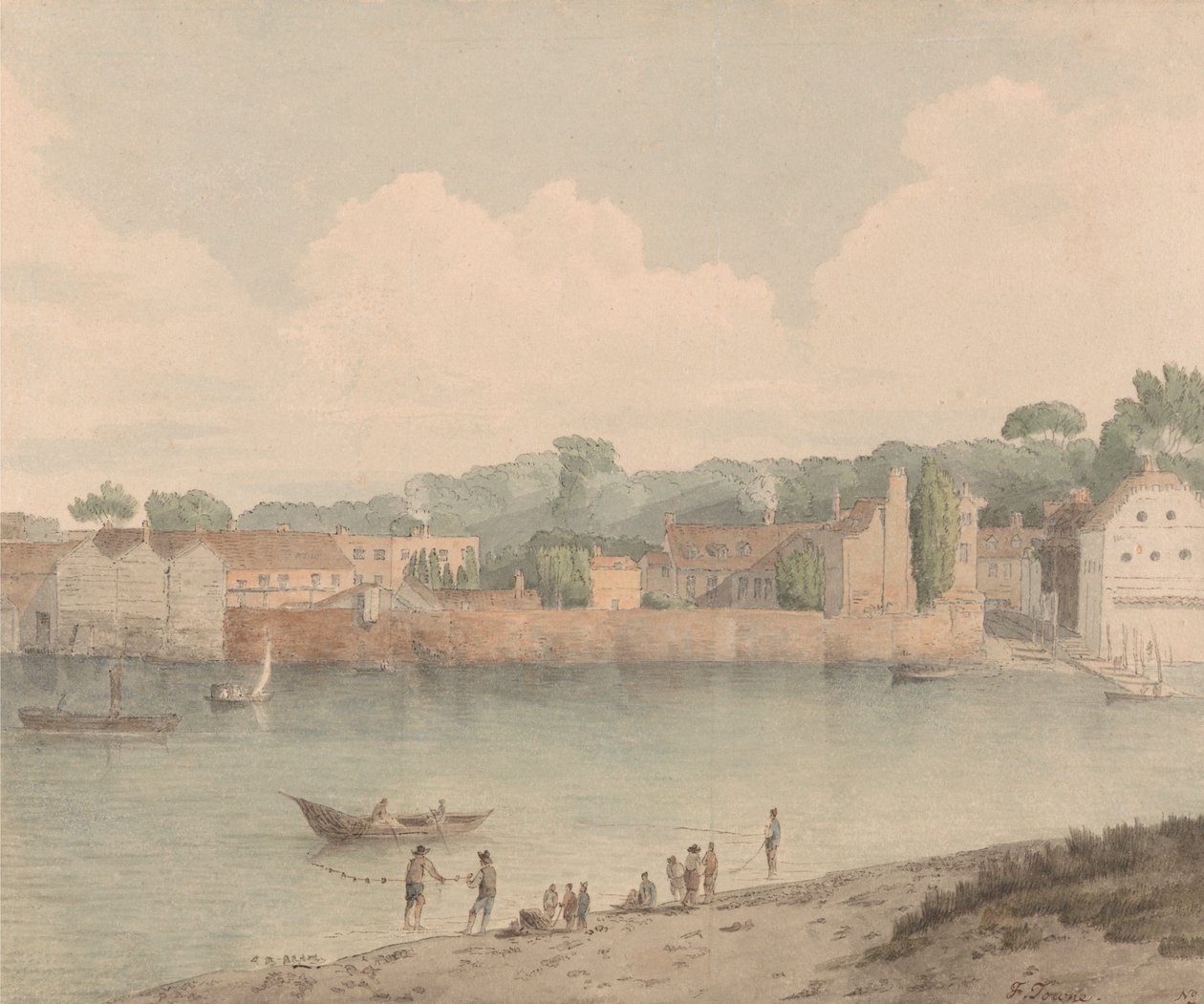 Vauxhall Stairs, od strony Millbank, 5 lipca 1797 autorstwa Francis Towne