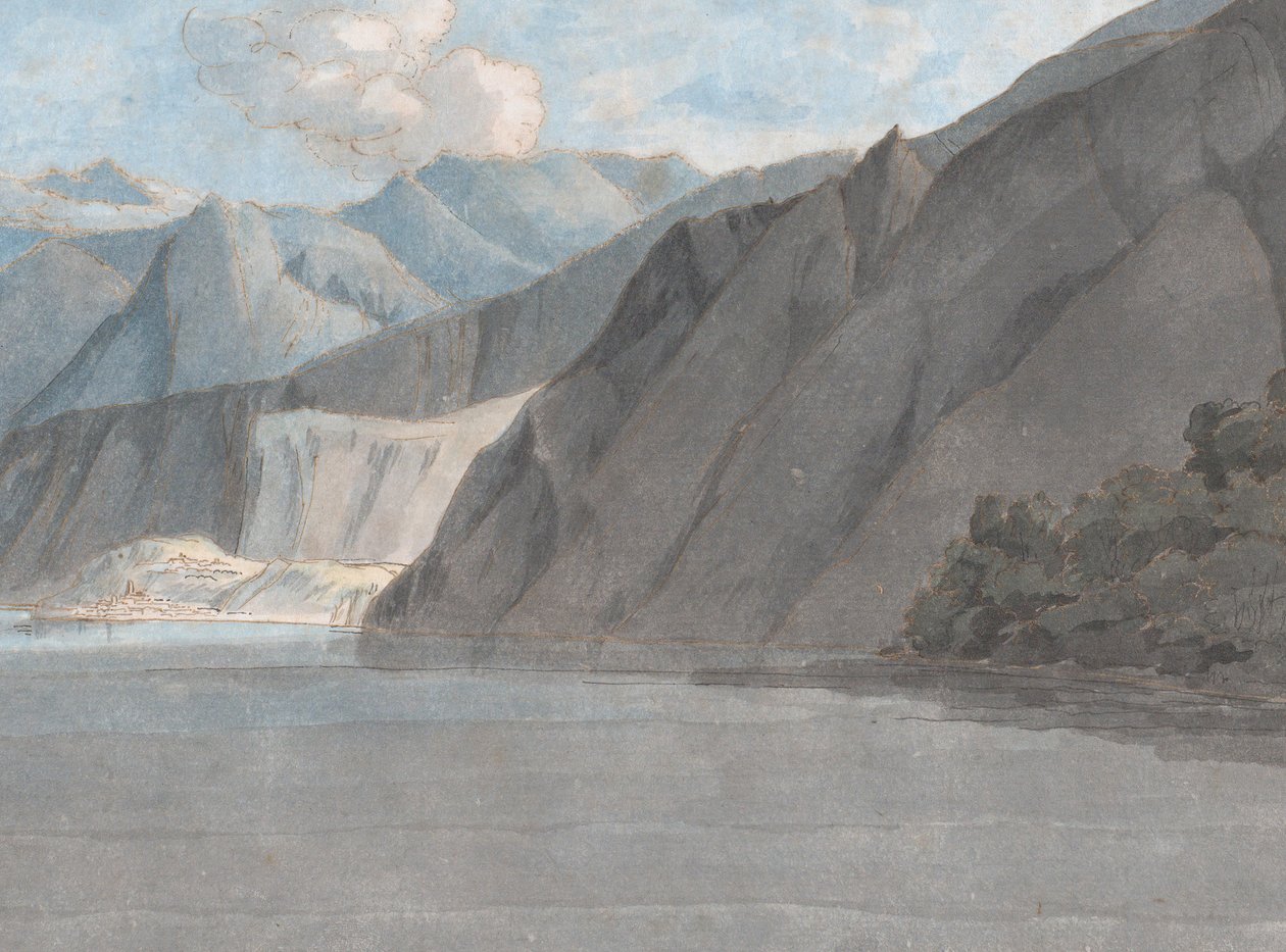 Widok na jezioro Como z Monte Leoni, 27 sierpnia 1781 r. autorstwa Francis Towne