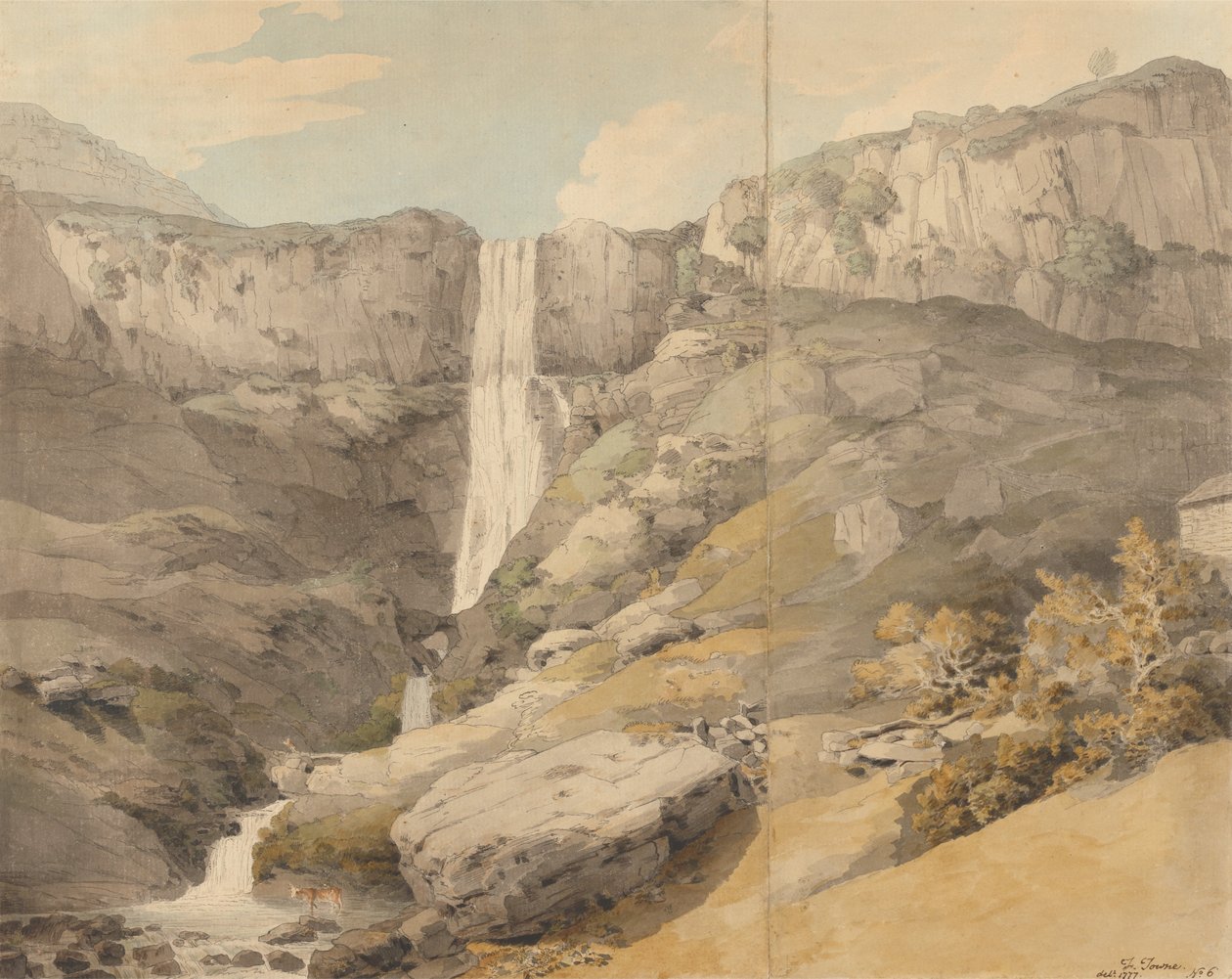 Widok na Rhydaer autorstwa Francis Towne