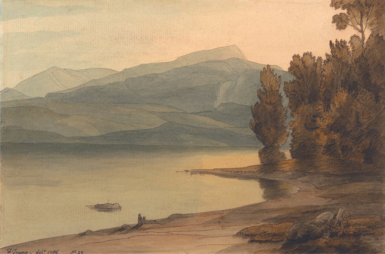 Windermere o zachodzie słońca autorstwa Francis Towne
