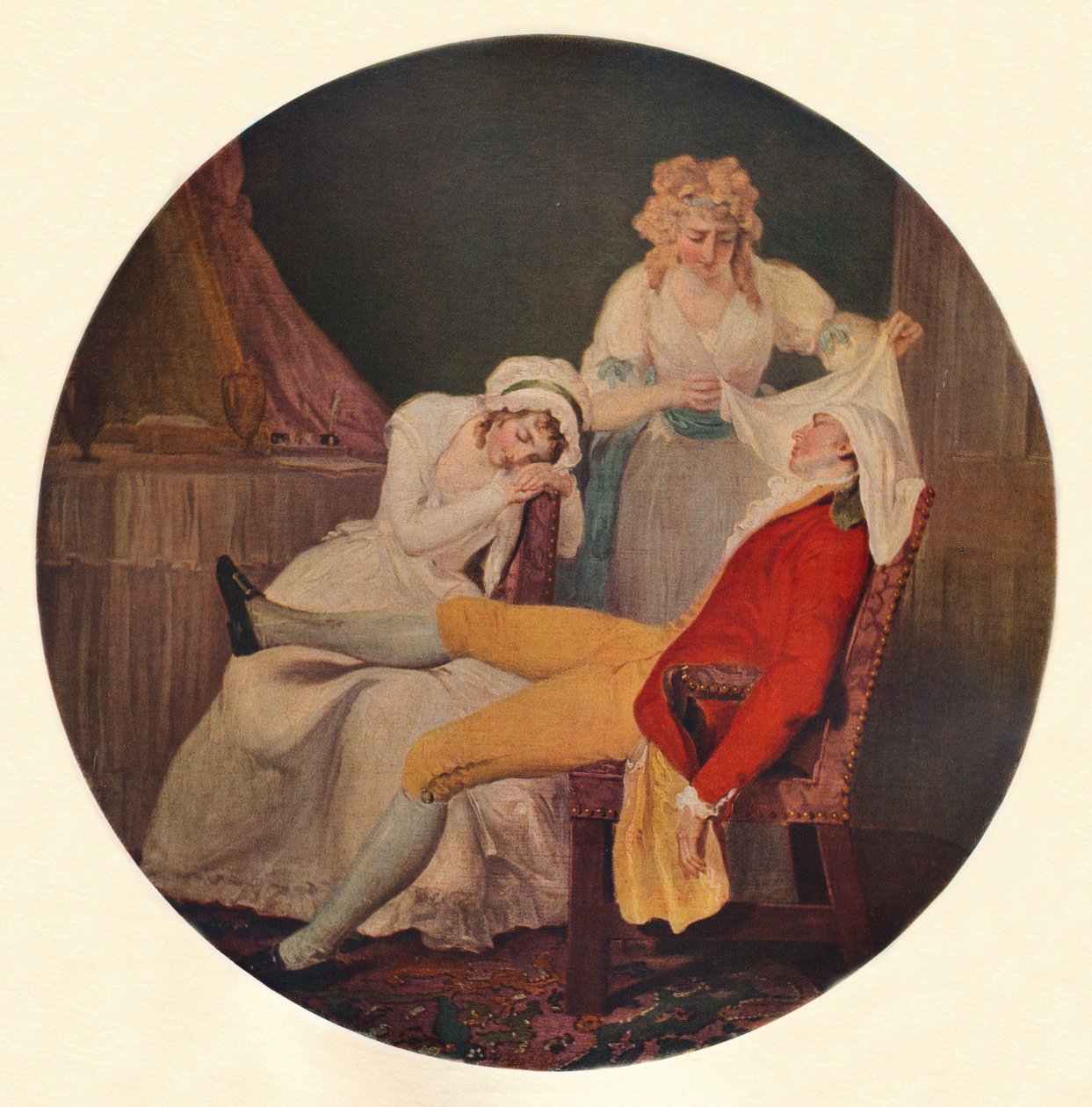 Lady Easys Steinkirk: Scena z Nieustraszonego męża Colleya Cibbera Akt V, Scena 5, 193 autorstwa Francis Wheatley