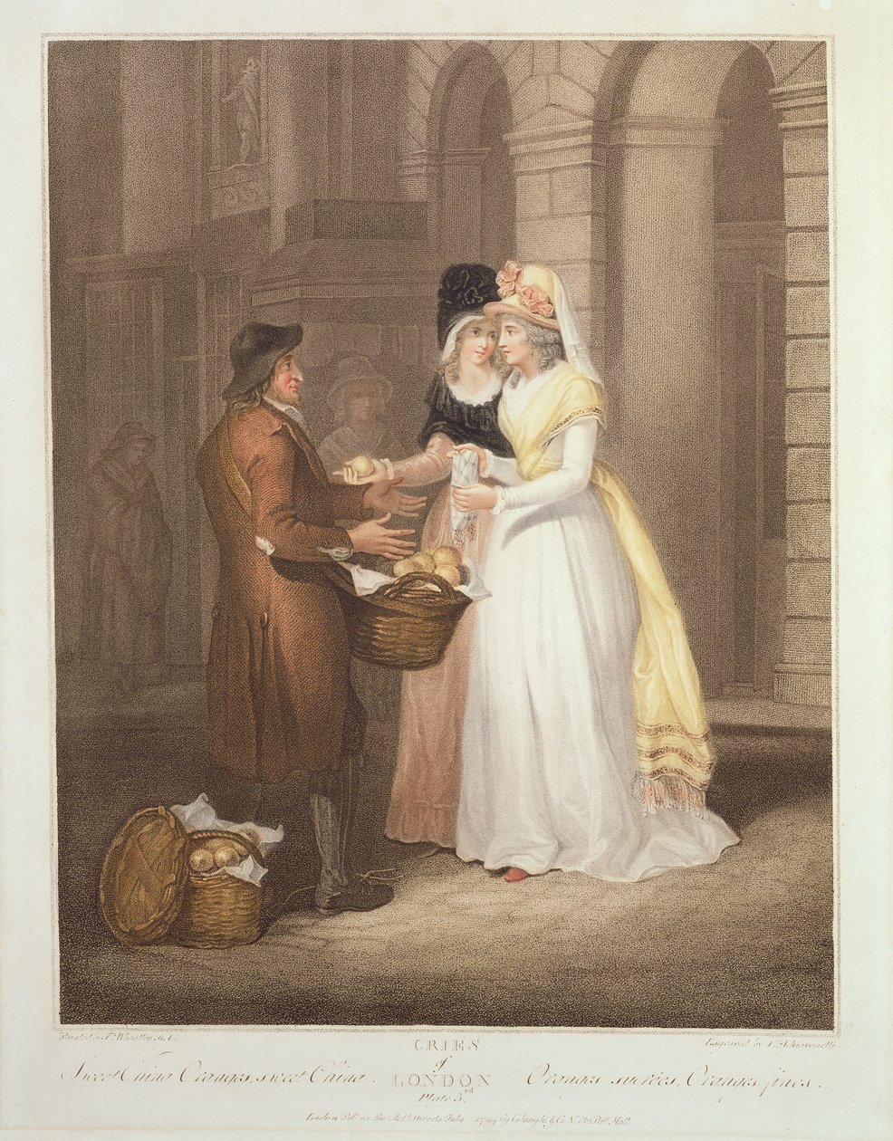 Sweet China Oranges, Sweet China, płyta 3 „The Cries of London”, sztych. Luigi Schiavonetti (1765-1810), wyd. Colnaghi und Co., 1794 (Grawerowanie punktowe) autorstwa Francis Wheatley