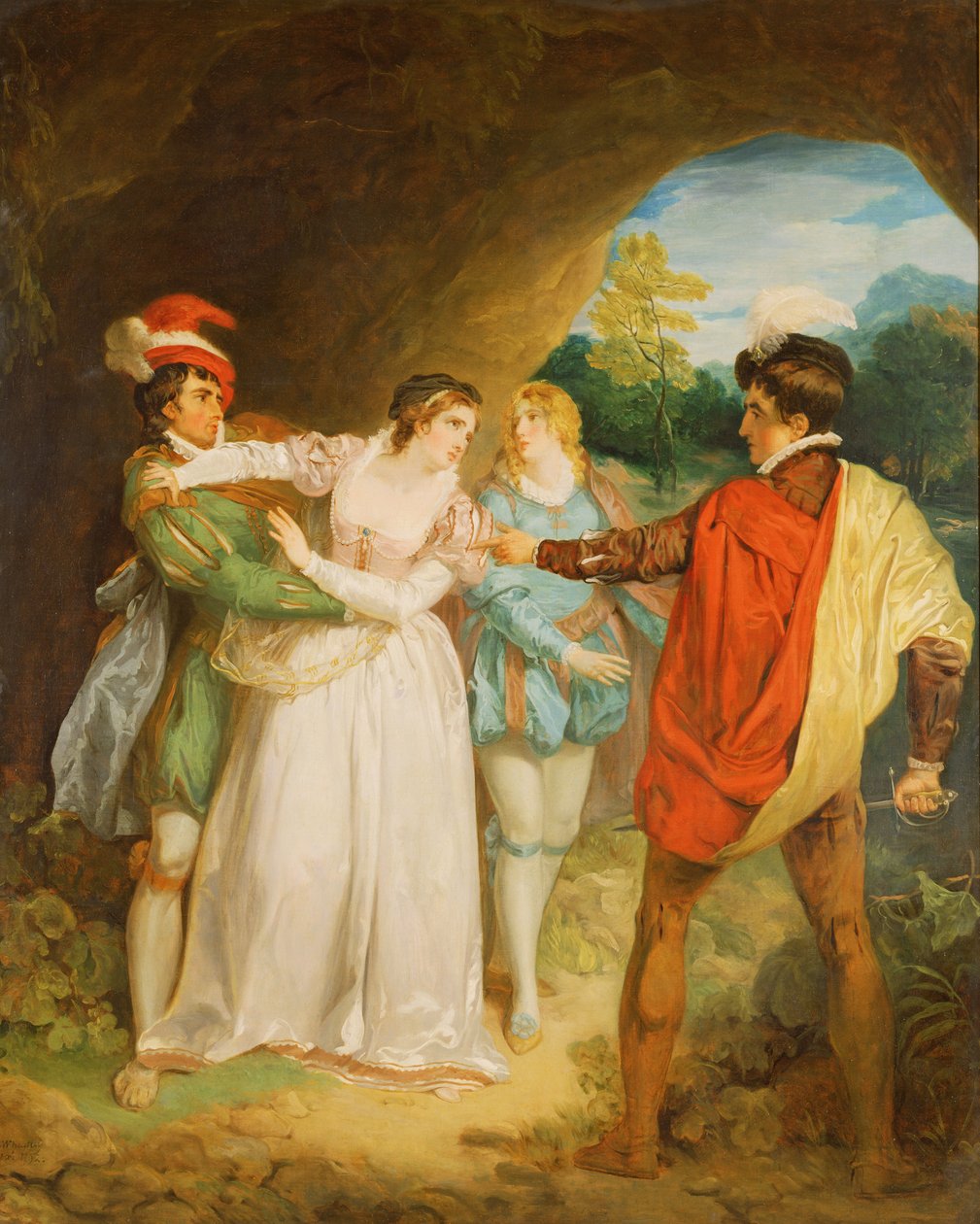 Valentine ratujący Silvię przed Proteusem, z „Dwóch dżentelmenów z Werony” Williama Szekspira autorstwa Francis Wheatley