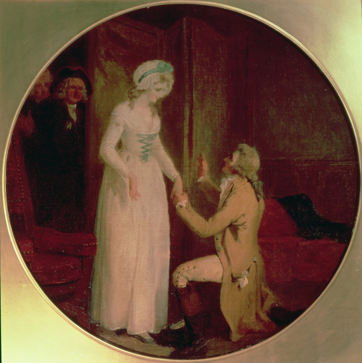 Młody Marlow i panna Hardcastle, scena z „She Stoops to Conquer” Olivera Goldsmitha, 1791 autorstwa Francis Wheatley