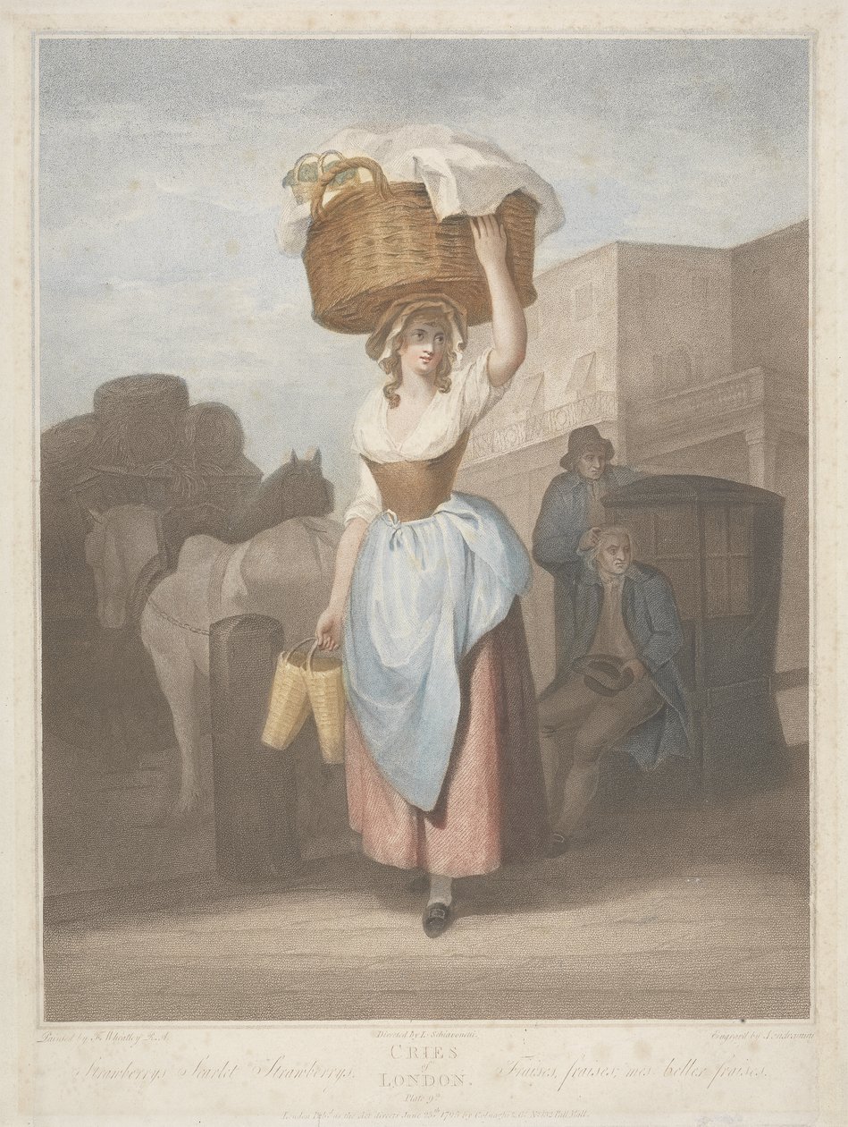 Truskawki, Słodkie Truskawki, grawerowane przez Giovanniego Vendraminiego (1769-1839) 1795 autorstwa Francis after Wheatley