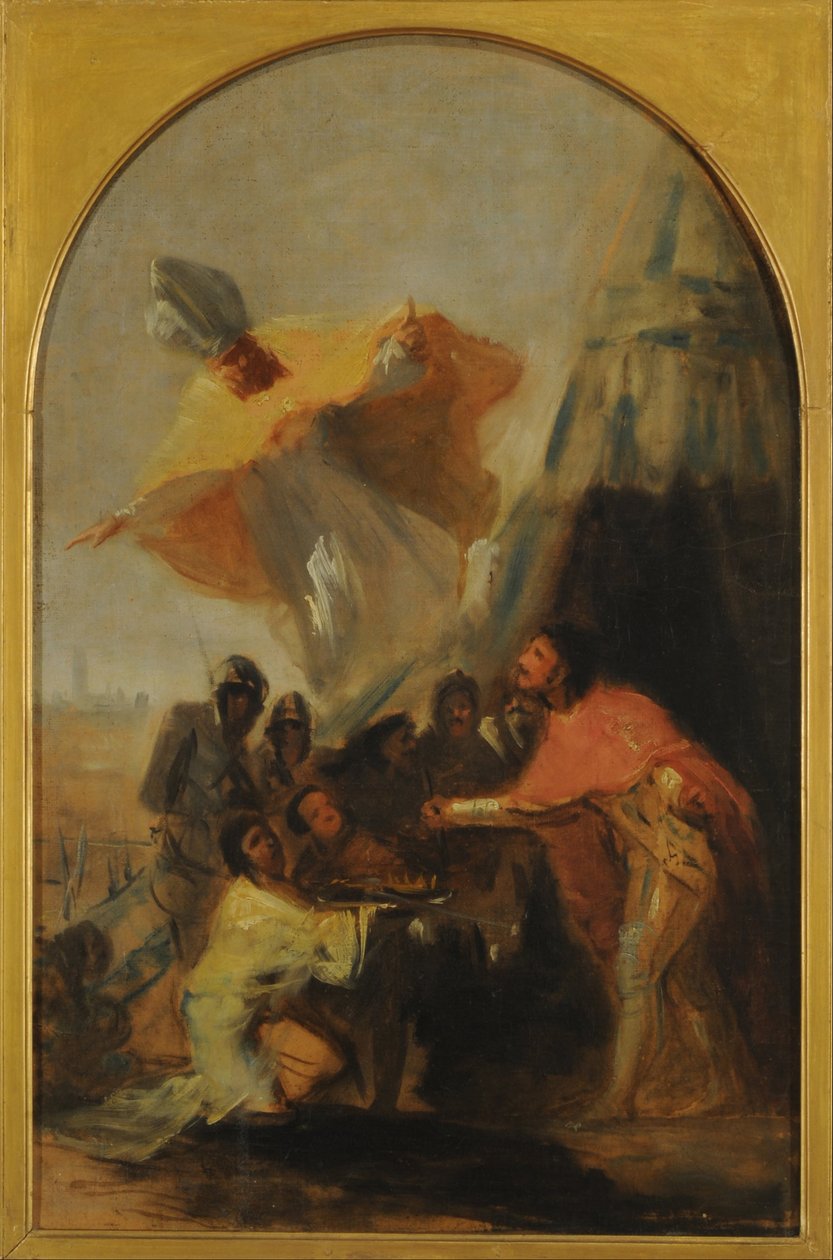 Ukazanie się św. Izydora królowi Ferdynandowi Świętemu przed murami Sewilli autorstwa Francisco de Goya