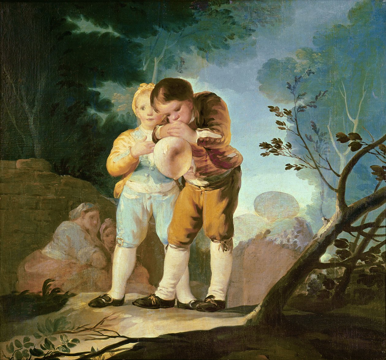 Dzieci pompują pęcherz, 1778 autorstwa Francisco de Goya