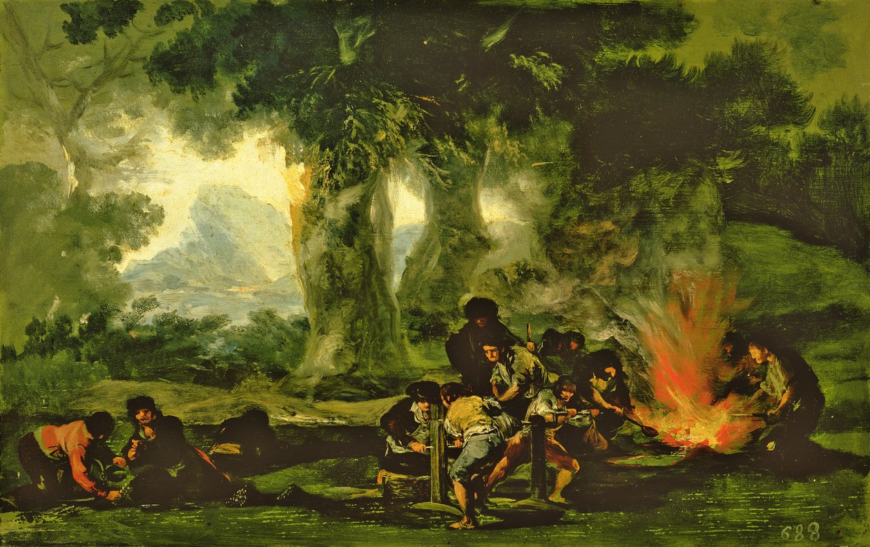 Tajna produkcja pocisków, 1812-13 autorstwa Francisco de Goya