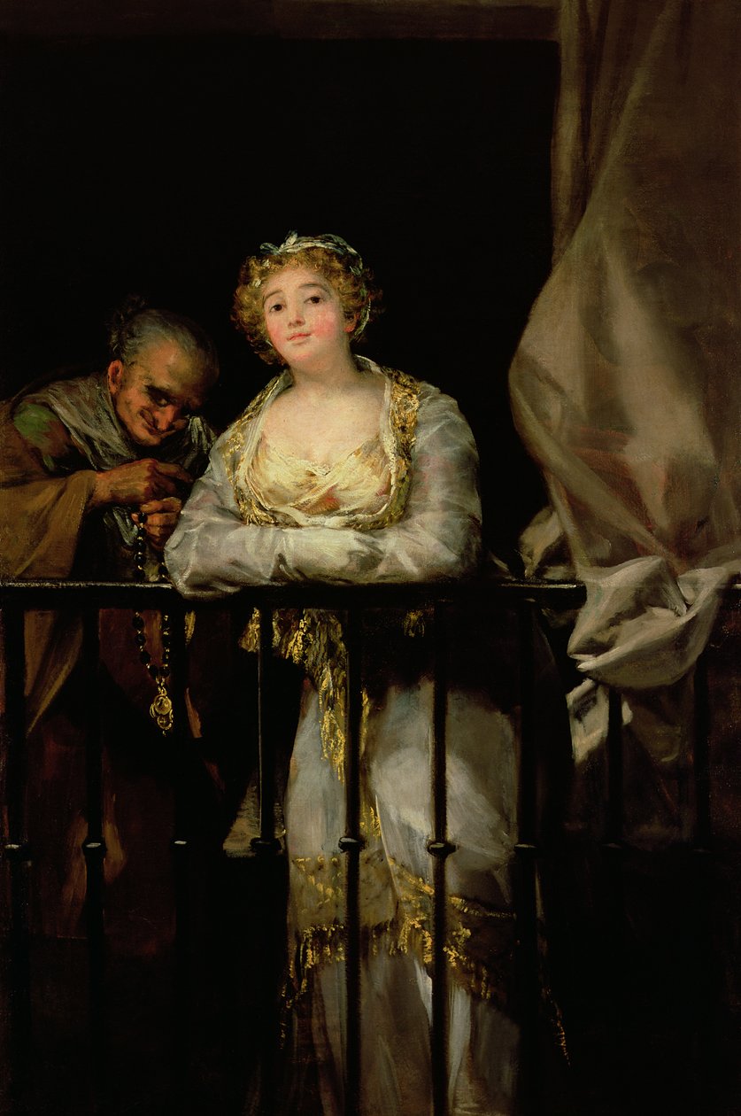 Maja i Celestina na balkonie, 1805-12 autorstwa Francisco de Goya