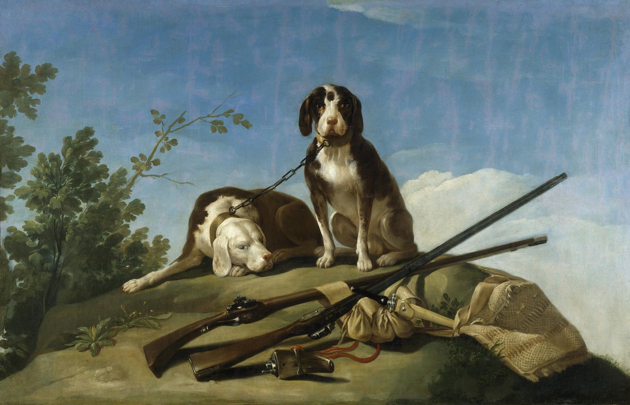 Psy i narzędzia myśliwskie autorstwa Francisco de Goya
